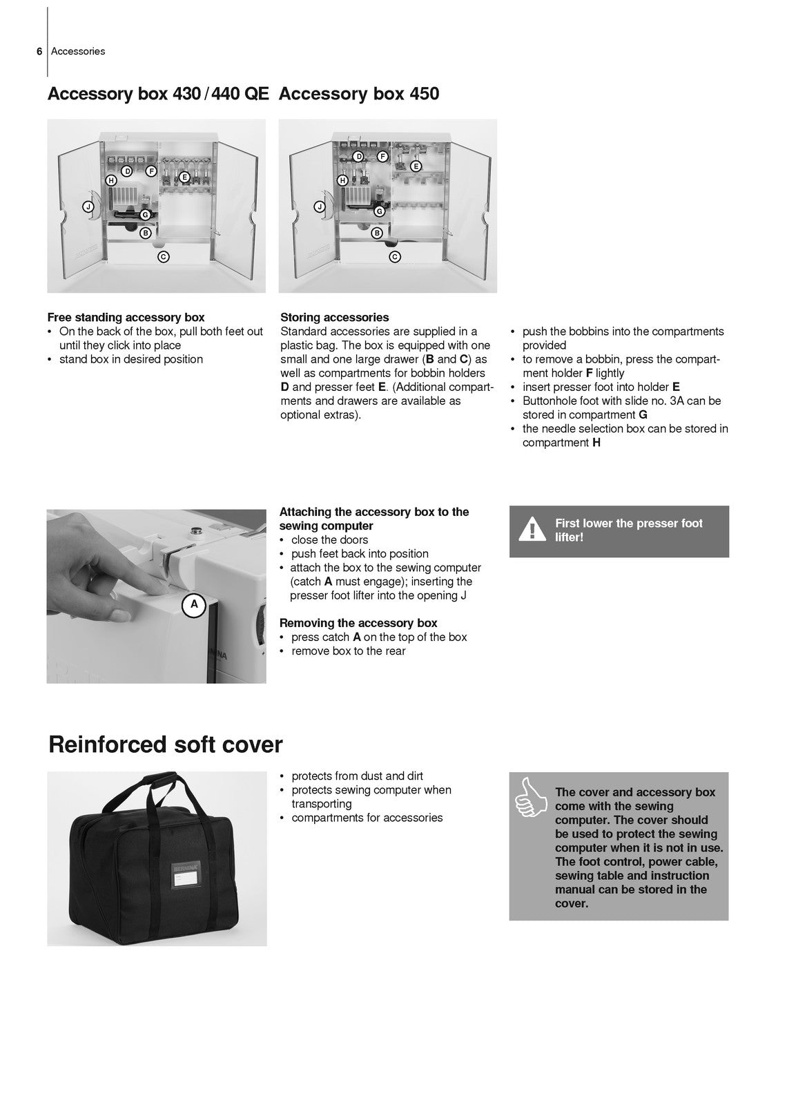 BERNINA Aurora 430 440 450 User Manual - STEEL WIRE BOUND - PROTECTIVE COVERS