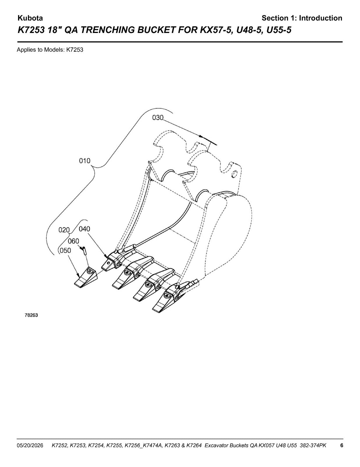 LAND PRIDE K72XX U48 K-series Excavator Buckets Parts Manual 2026 - WIRE BOUND