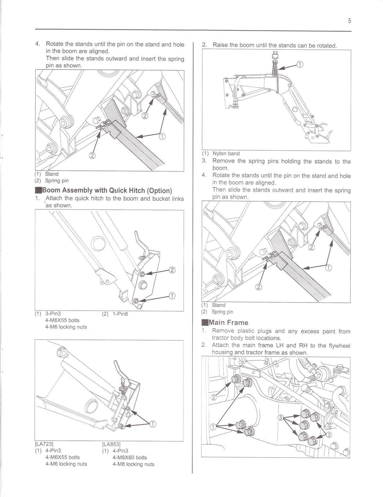KUBOTA LA513 LA723 LA853 Front Loader Assembly Instructions Manual - WIRE BOUND