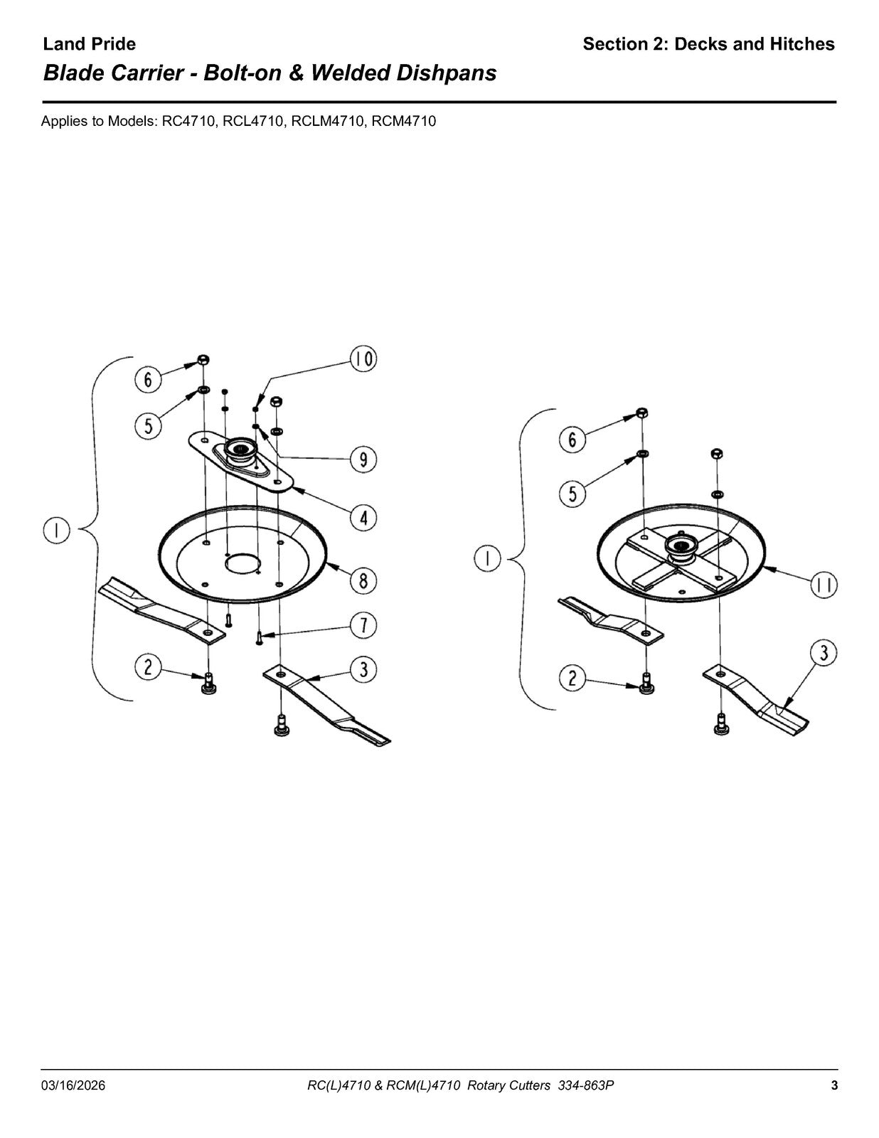 LAND PRIDE RC4710 Rotary Cutters Parts Manual 2026 - WIRE BOUND - TOUGH COVERS