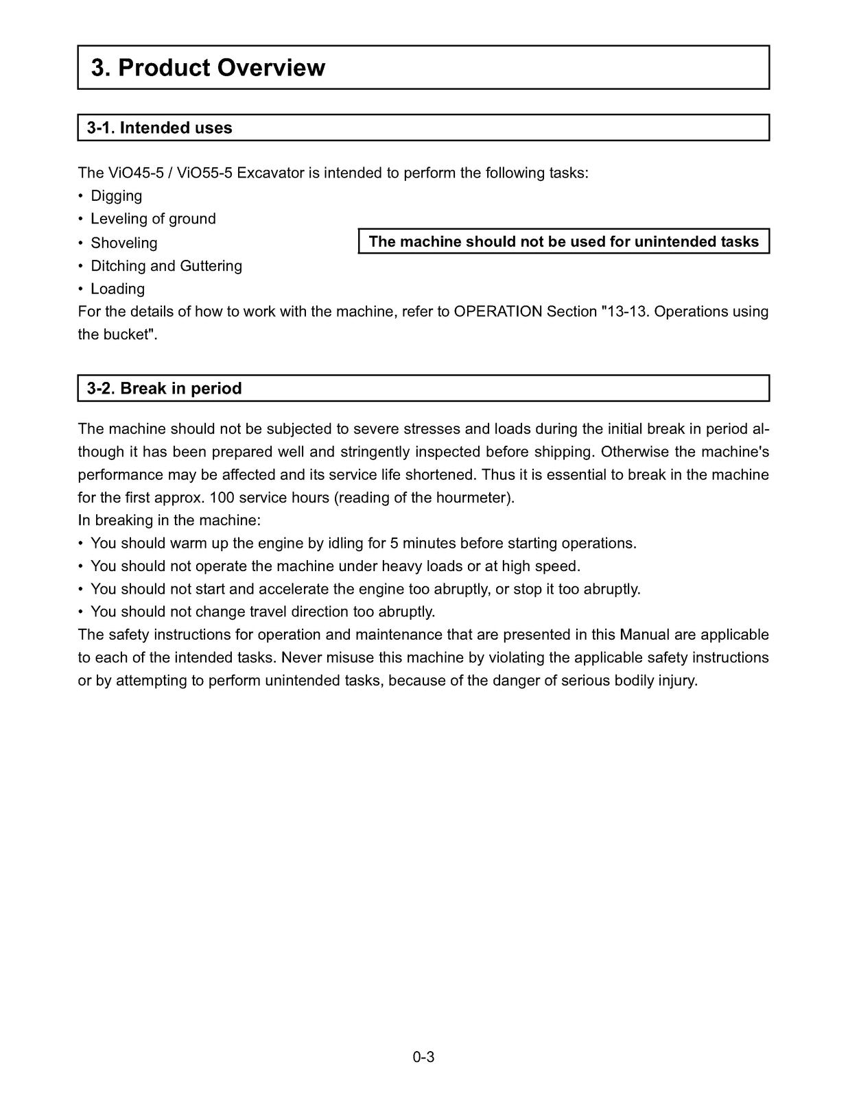 YANMAR ViO45-5 ViO55-5 Excavator Operation and Maintenance Manual - WIRE BOUND