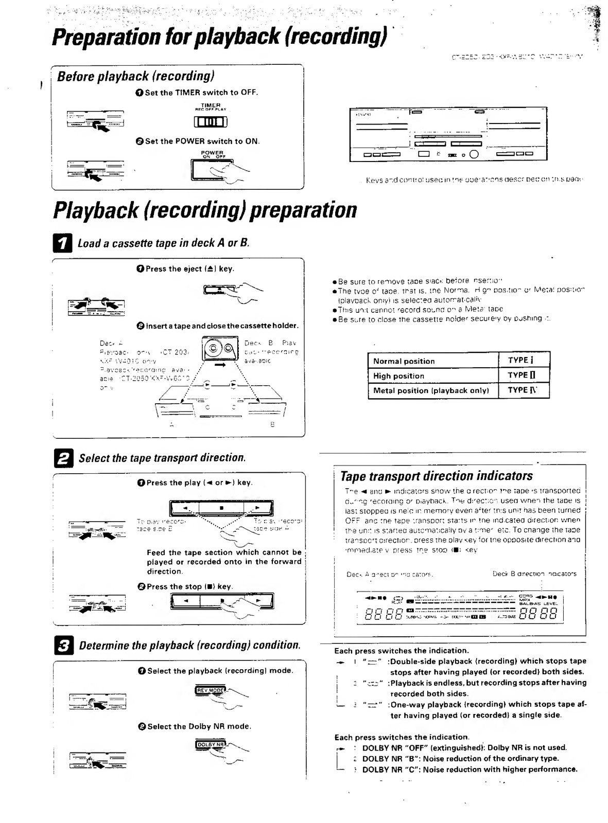 KENWOOD CT-203 2050 KXF-W4010 6010 Stereo Cassette Deck Instruction Manual