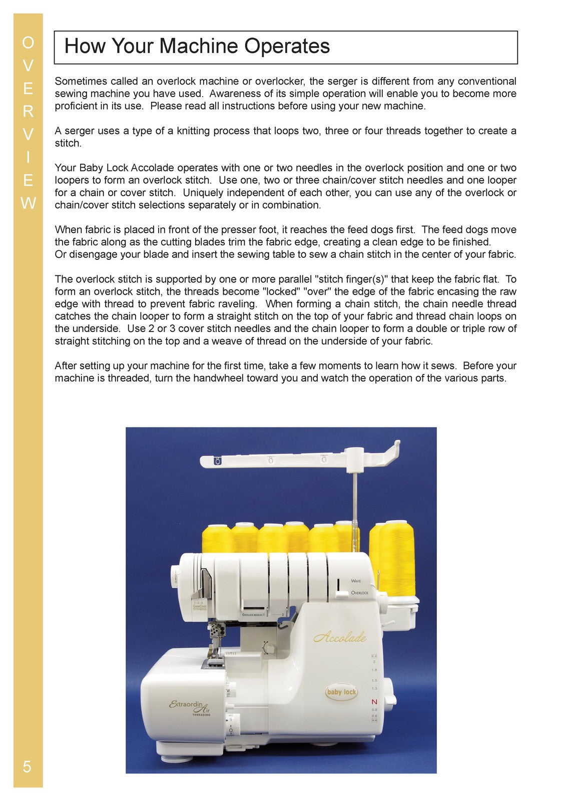 BABY LOCK Accolade BLS8 Serger Instruction Manual - WIRE BOUND - TOUGH COVERS