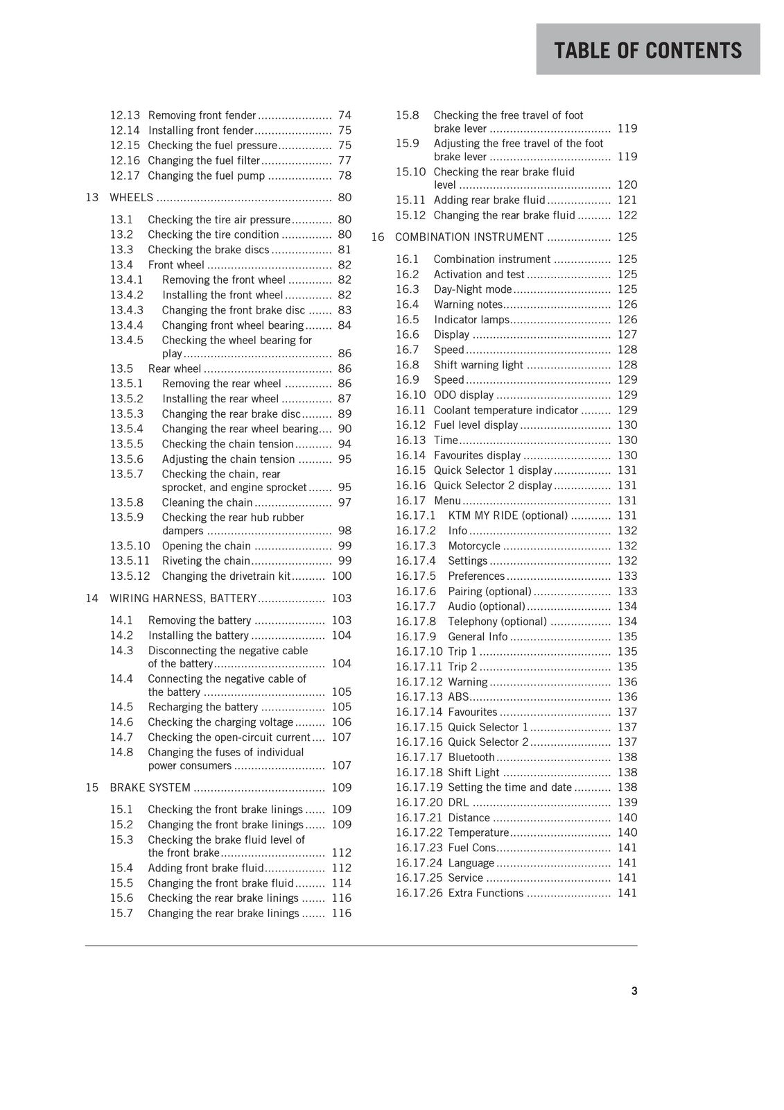 KTM 125 Duke Repair Manual 2018 - STEEL WIRE BOUND - PROTECTIVE COVERS