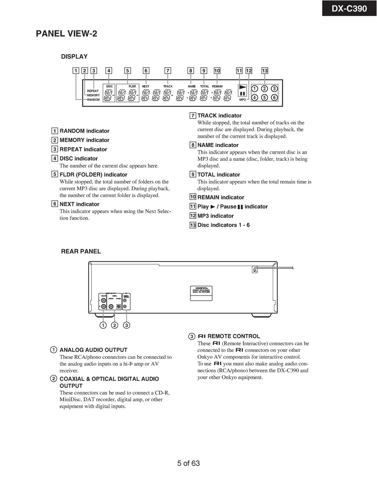 ONKYO DX-C390 Compact Disc Changer Service Manual 2003, BOUND, COVERS, FOLDOUTS