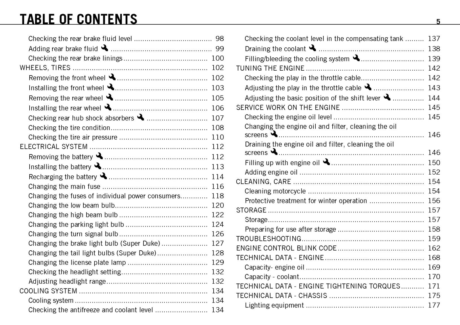 KTM 990 Super Duke Owners Manual 2011 - STEEL WIRE BOUND - PROTECTIVE COVERS