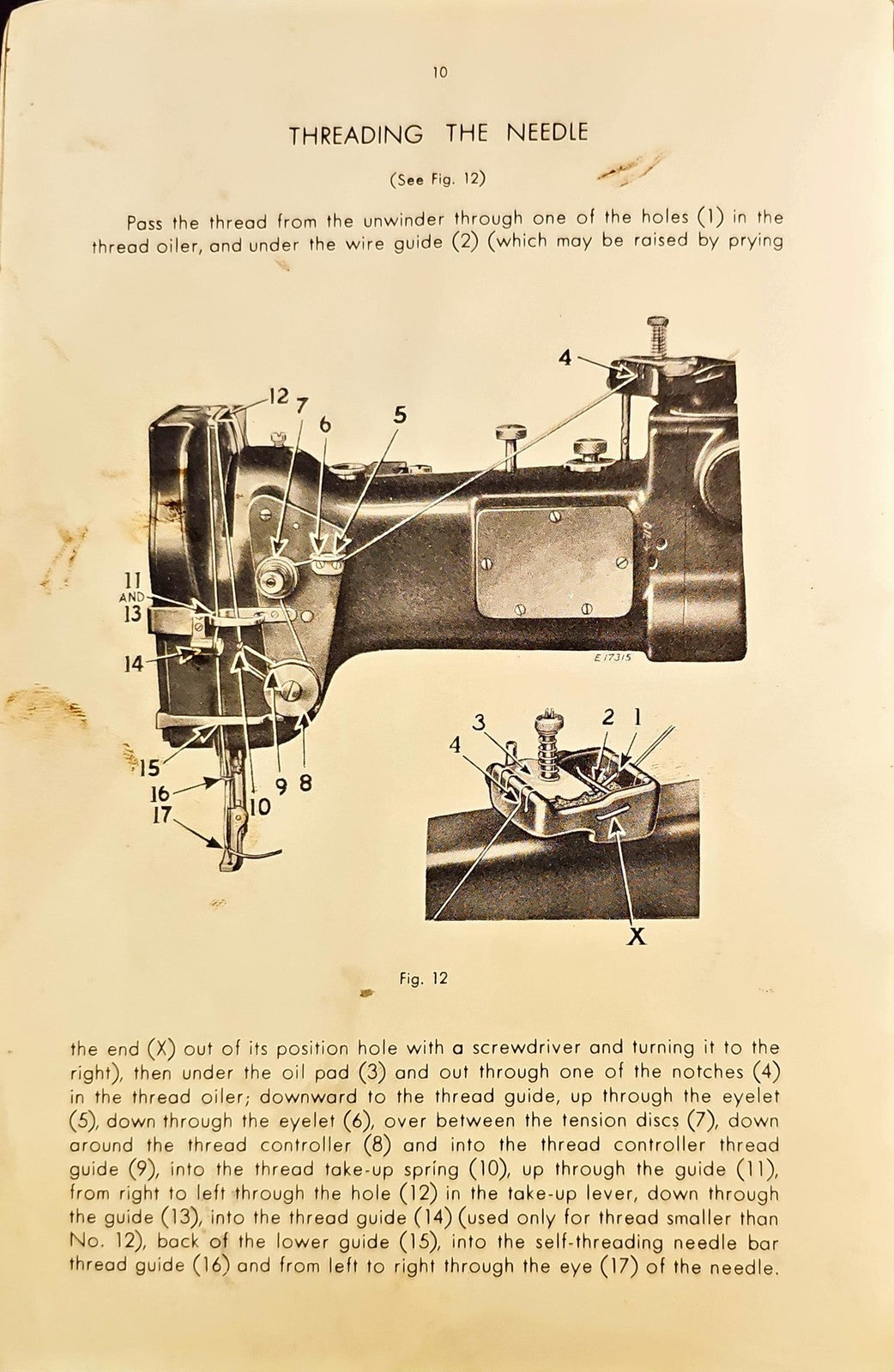 SINGER 144w204 144w304 Sewing Machine Instructions Manual 1945 - WIRE BOUND