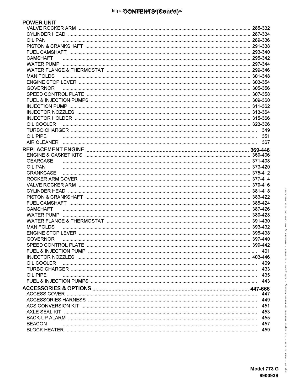 BOBCAT 773 G-Series Skid Steer Parts Manual 2009 SN 500K11001 Up - WIRE BOUND