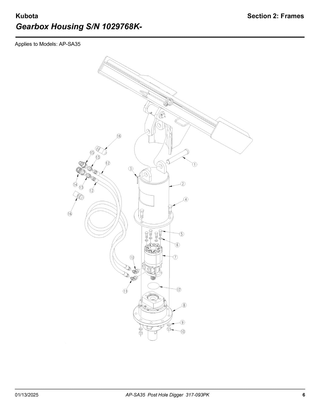 LAND PRIDE SA35 Series Post Hole Diggers Parts Manual 2025 - WIRE BOUND - COVERS