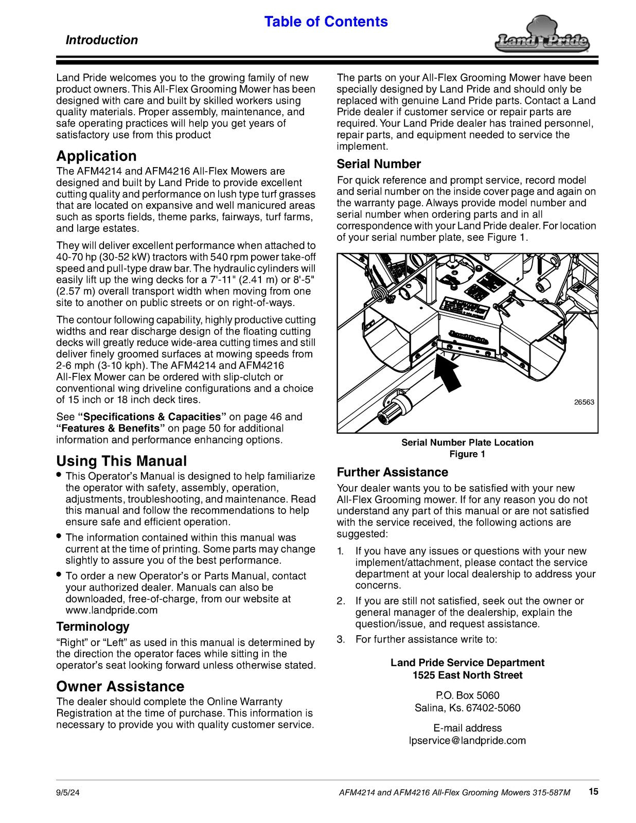 LAND PRIDE AFM4214 AFM4216 All-Flex Grooming Mowers Operators Manual 2024