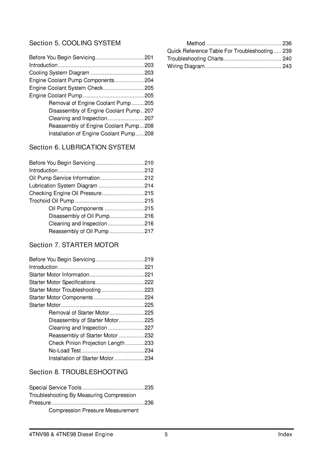 YANMAR 4TNV98 4TNE98 Diesel Engine Service Manual 2008 - WIRE BOUND - COVERS