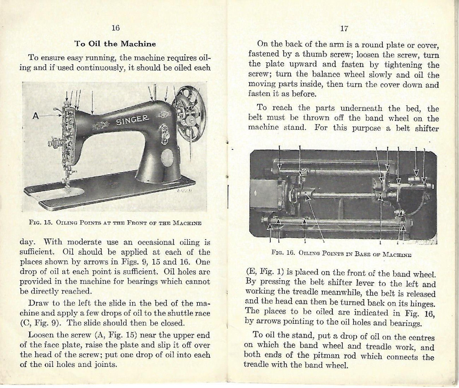 SINGER 15-86 Sewing Machine Instruction Manual 1937 - WIRE BOUND - TOUGH COVERS