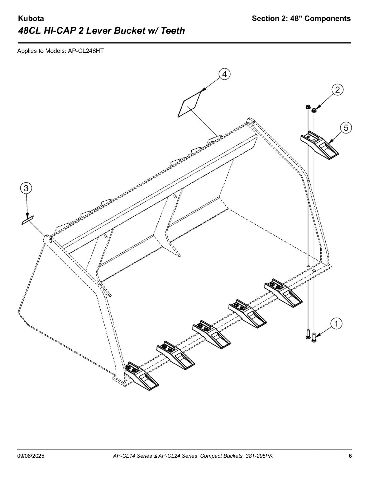 LAND PRIDE CL Series Compact Buckets Parts Manual 2025 - WIRE BOUND - COVERS