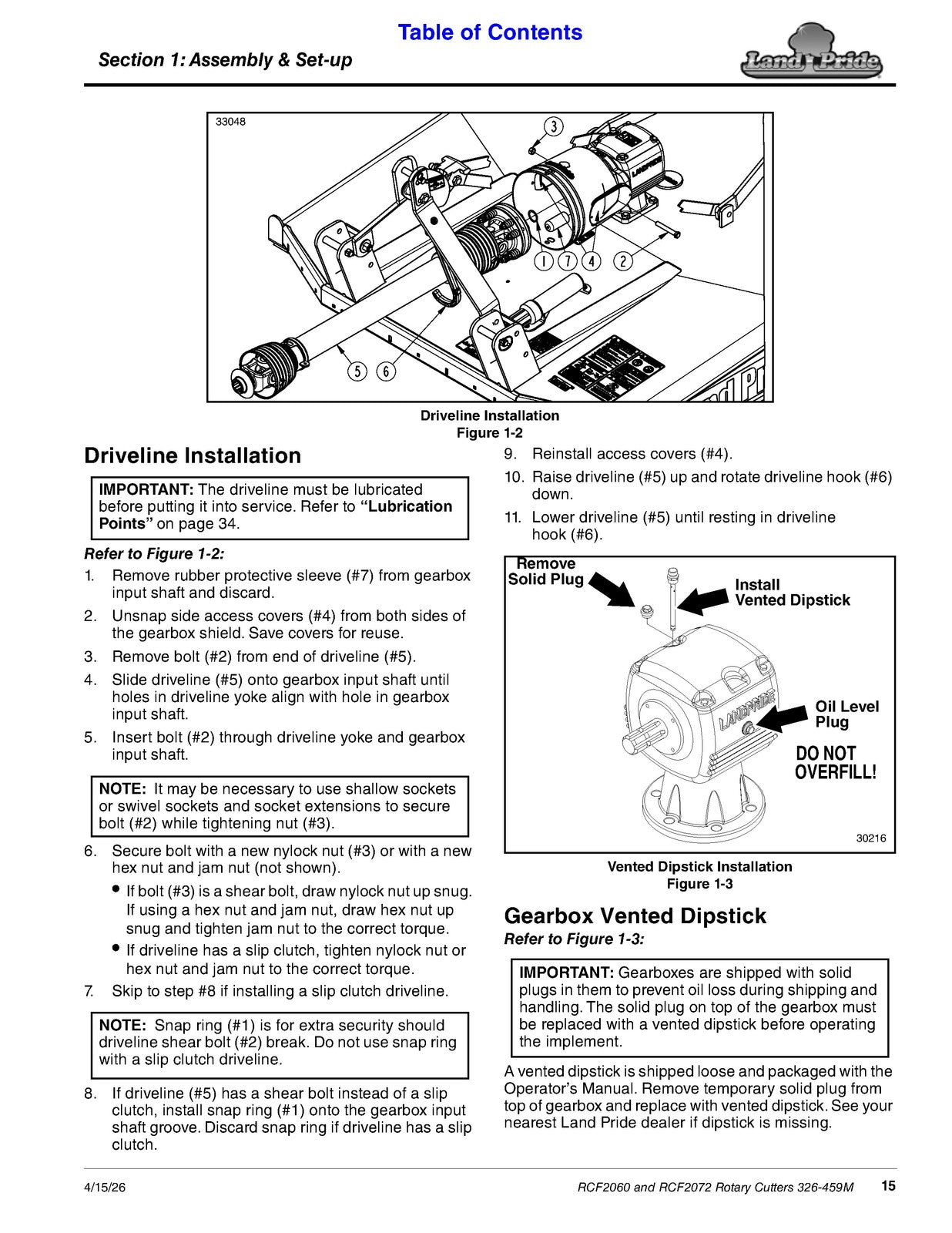 LAND PRIDE RCF2060 RCF2072 Rotary Cutters Operators Manual 2026 - WIRE BOUND