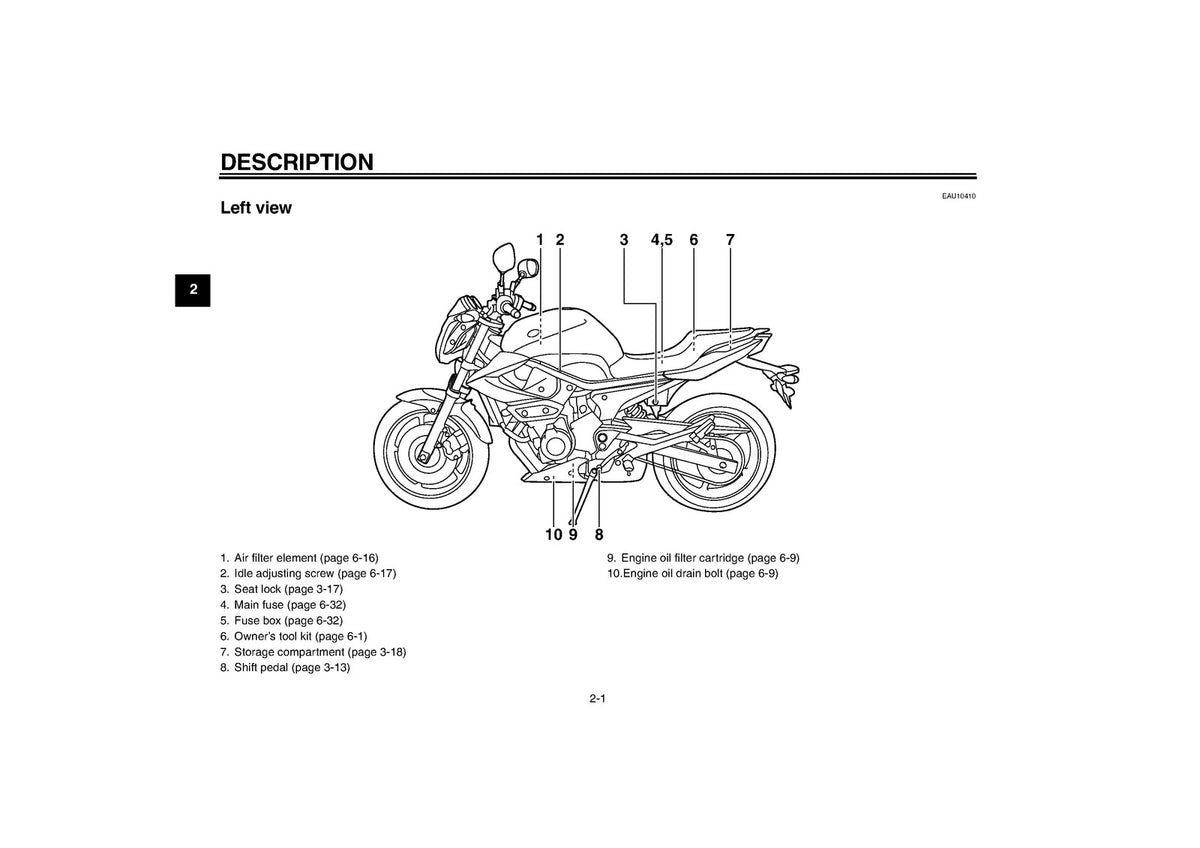 YAMAHA XJ6N Motorcycle Owners Manual 2009 - STEEL WIRE BOUND - PROTECTIVE COVERS