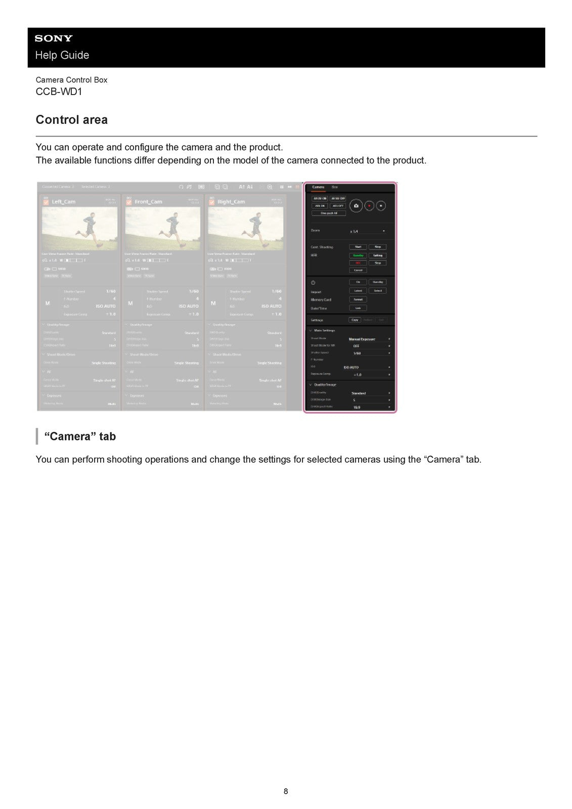 SONY CCB-WD1 Camera Control Box Help Guide Manual 2018 - WIRE BOUND - COVERS
