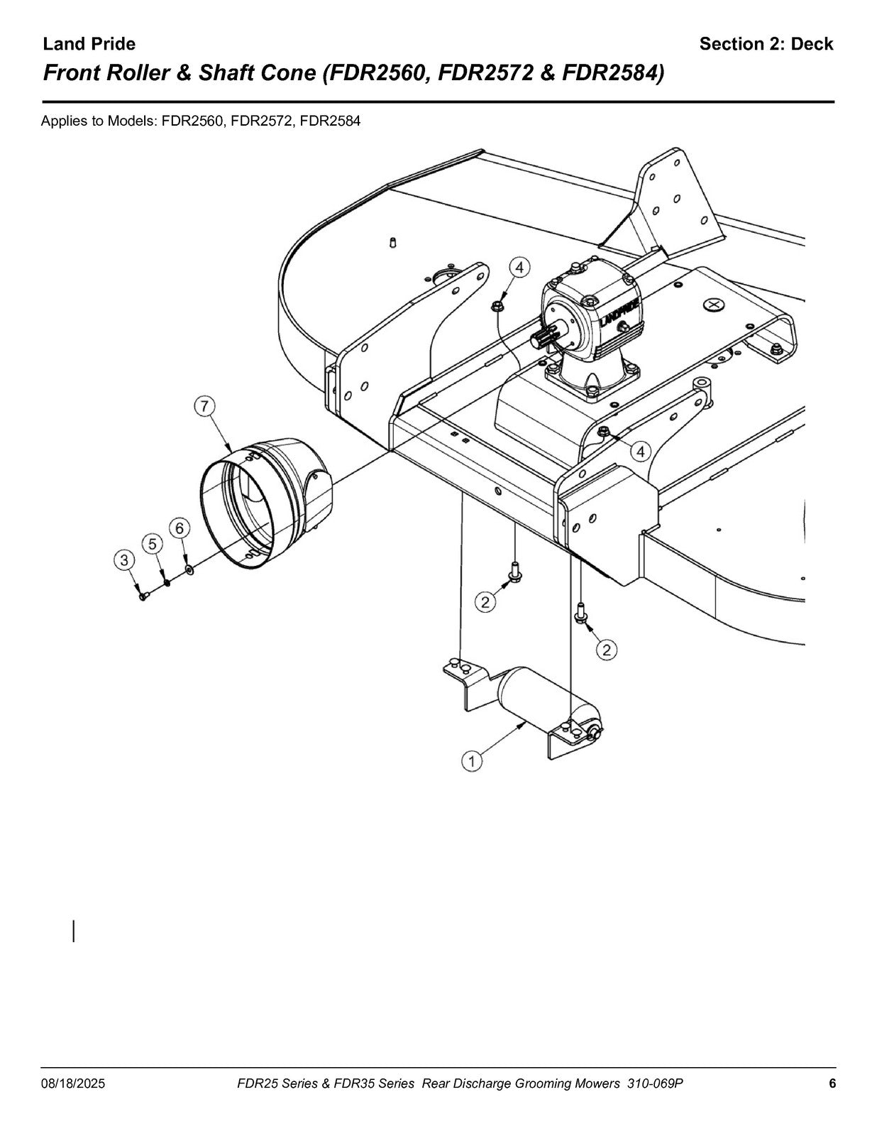LAND PRIDE FDR25 FDR35 Series Grooming Mowers Parts Manual 2025 - WIRE BOUND