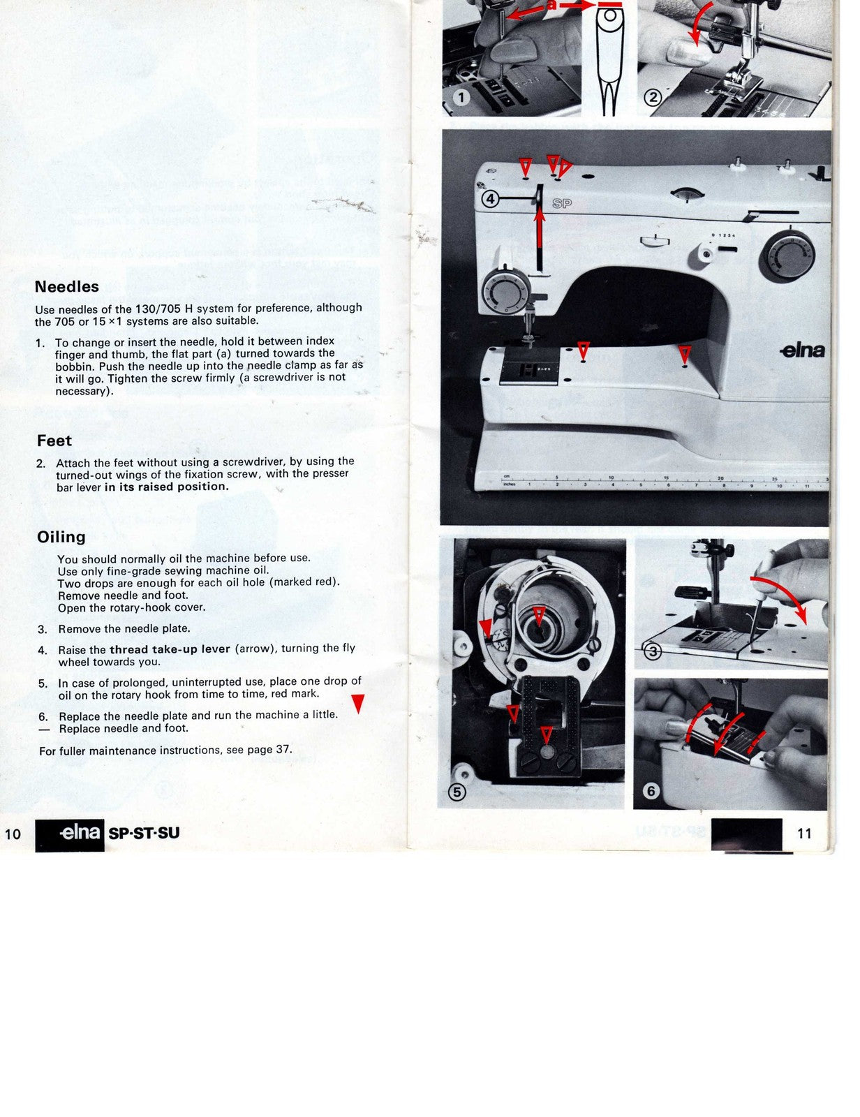 ELNA SP ST SU Sewing Machine Instruction Manual - WIRE BOUND - TOUGH COVERS