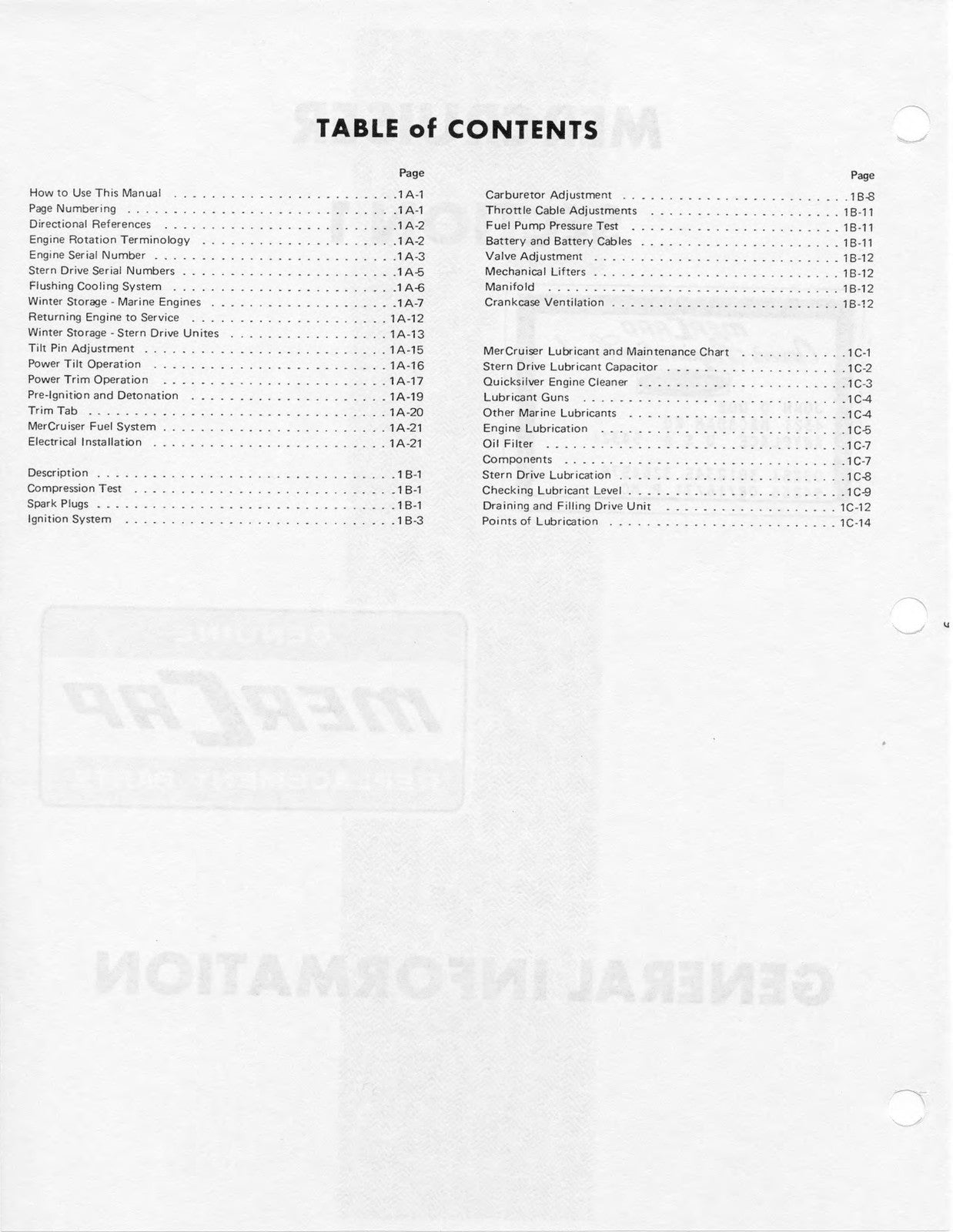 MERCURY MERCRUISER Stern Drive Units And Marine Engines Service Manual 1986