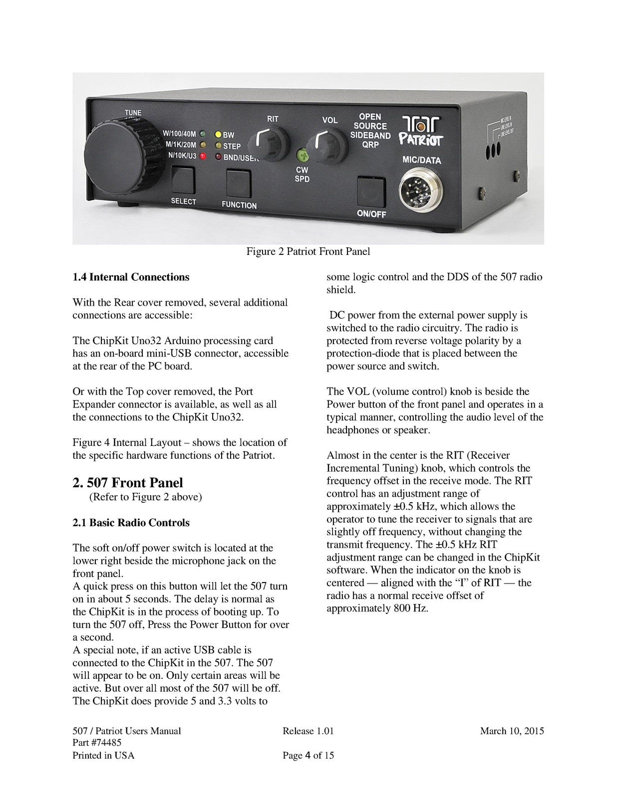 TEN TEC Patriot Moedl 507 QRB Transciever Operators Manual - WIRE BOUND - COVERS