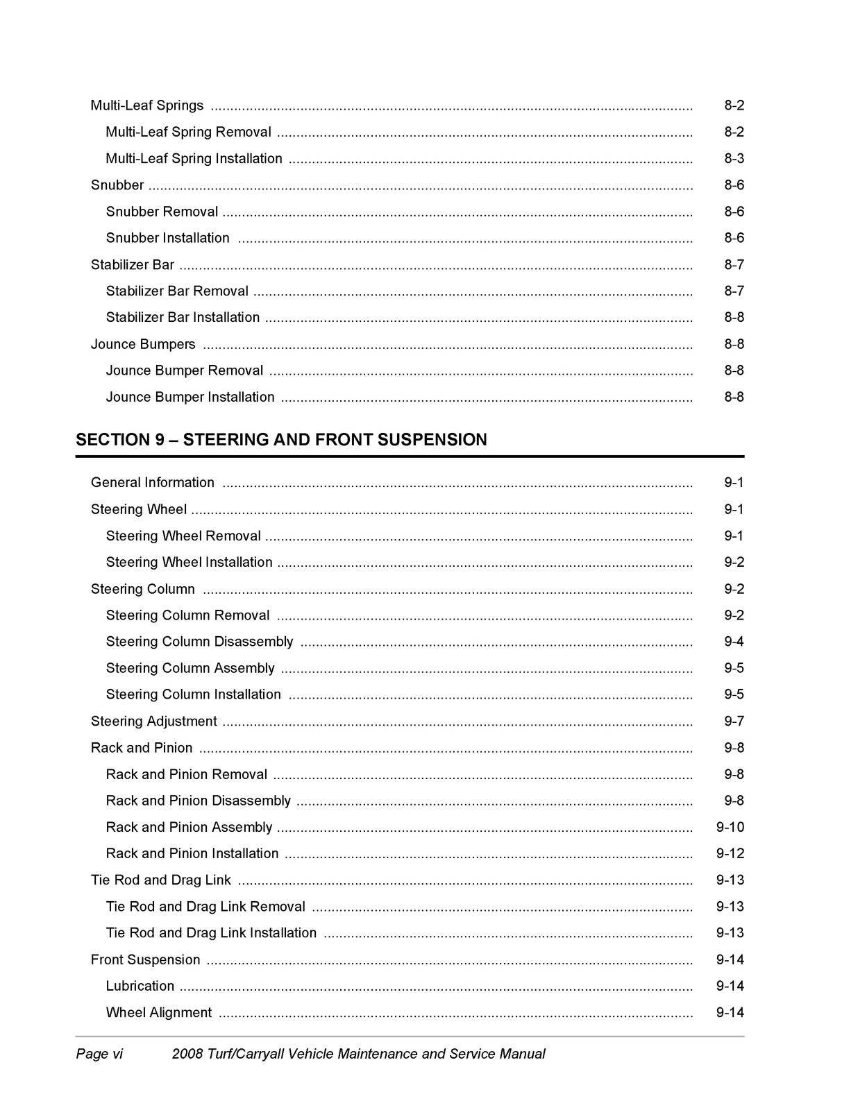 CLUB CAR Turf 1 2 6 Carryall 1 2 Plus 6 Maintenance And Service Manual 2008