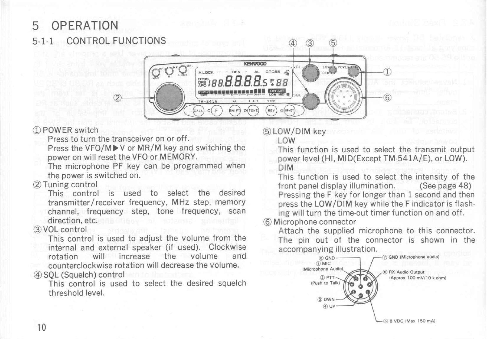 KENWOOD TM-241A 241E 441A 441E 541A 541E FM Transceiver Instruction Manual