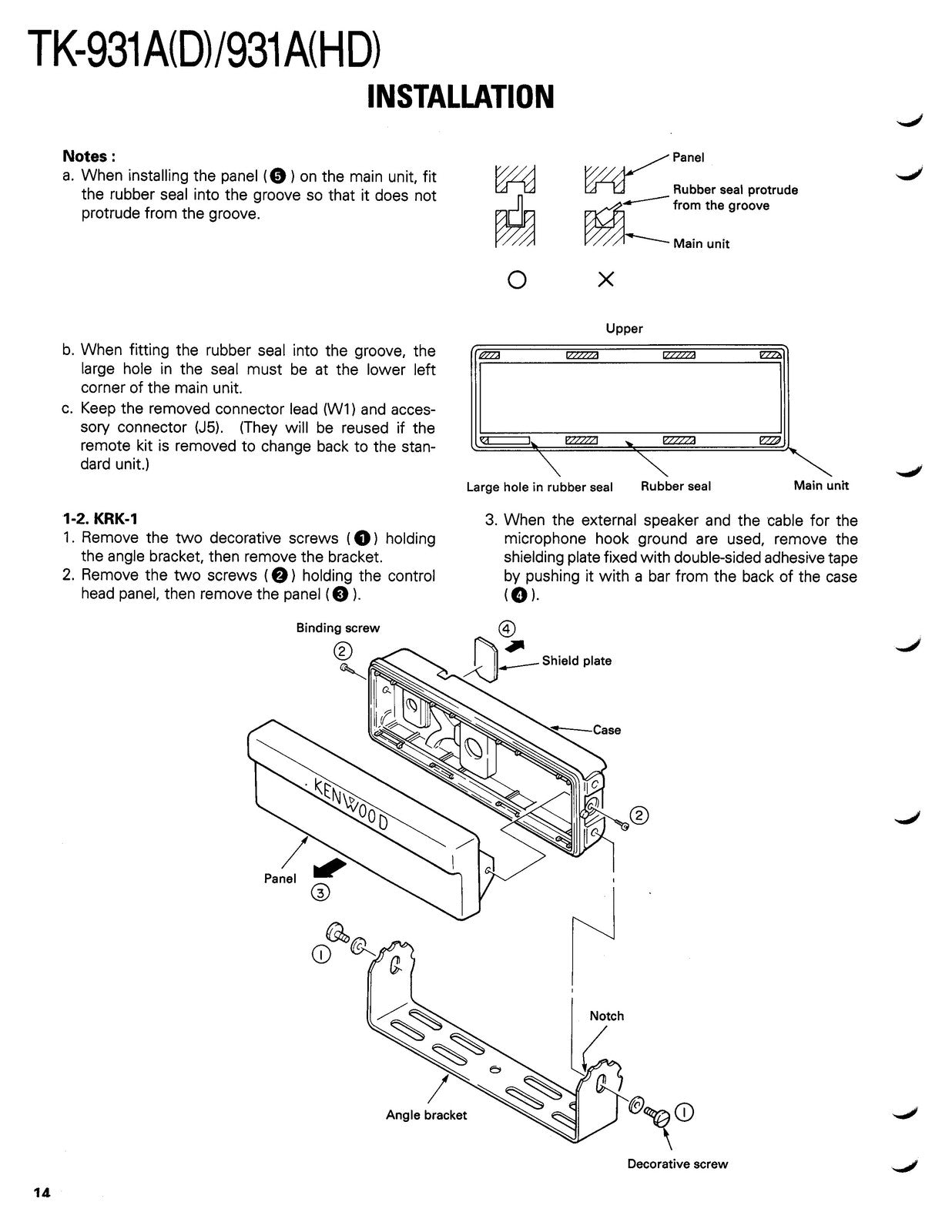 KENWOOD TK-931A UHF FM Transceiver Service Manual - BOUND - COVERS - XL FOLDOUTS