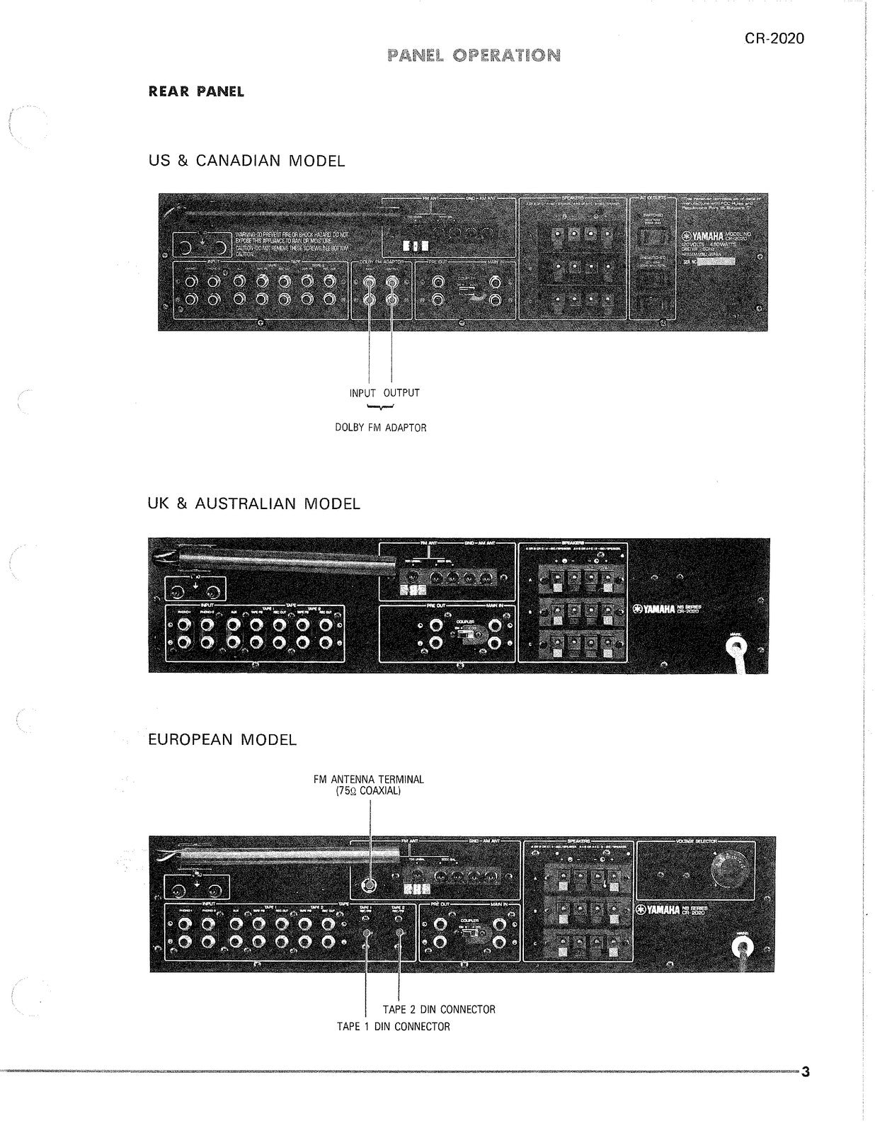 YAMAHA CR-2020 FM AM Stereo Receiver Service Manual - BOUND - COVERS - FOLDOUTS