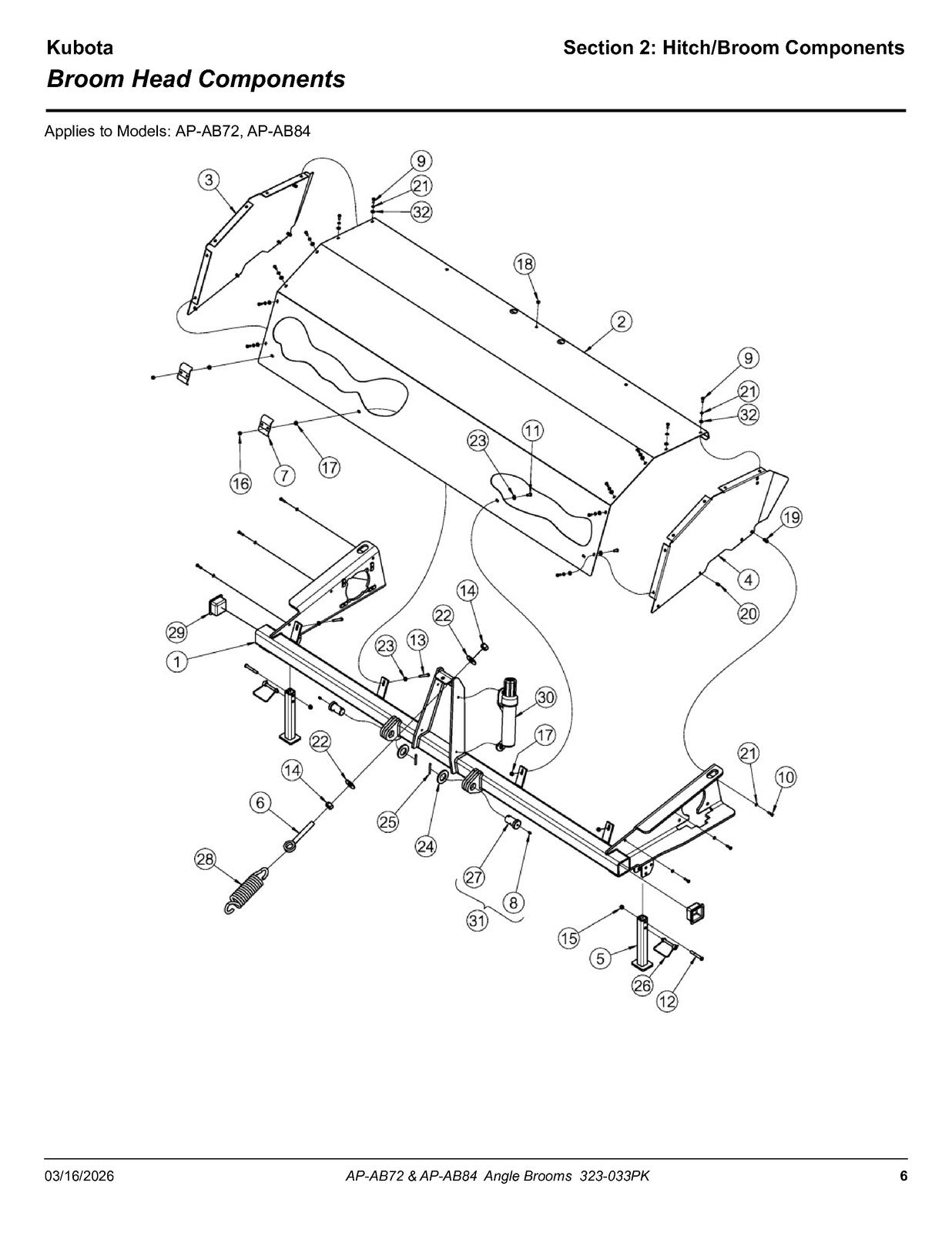LAND PRIDE AB Series Angle Brooms Parts Manual 2026 - WIRE BOUND - TOUGH COVERS