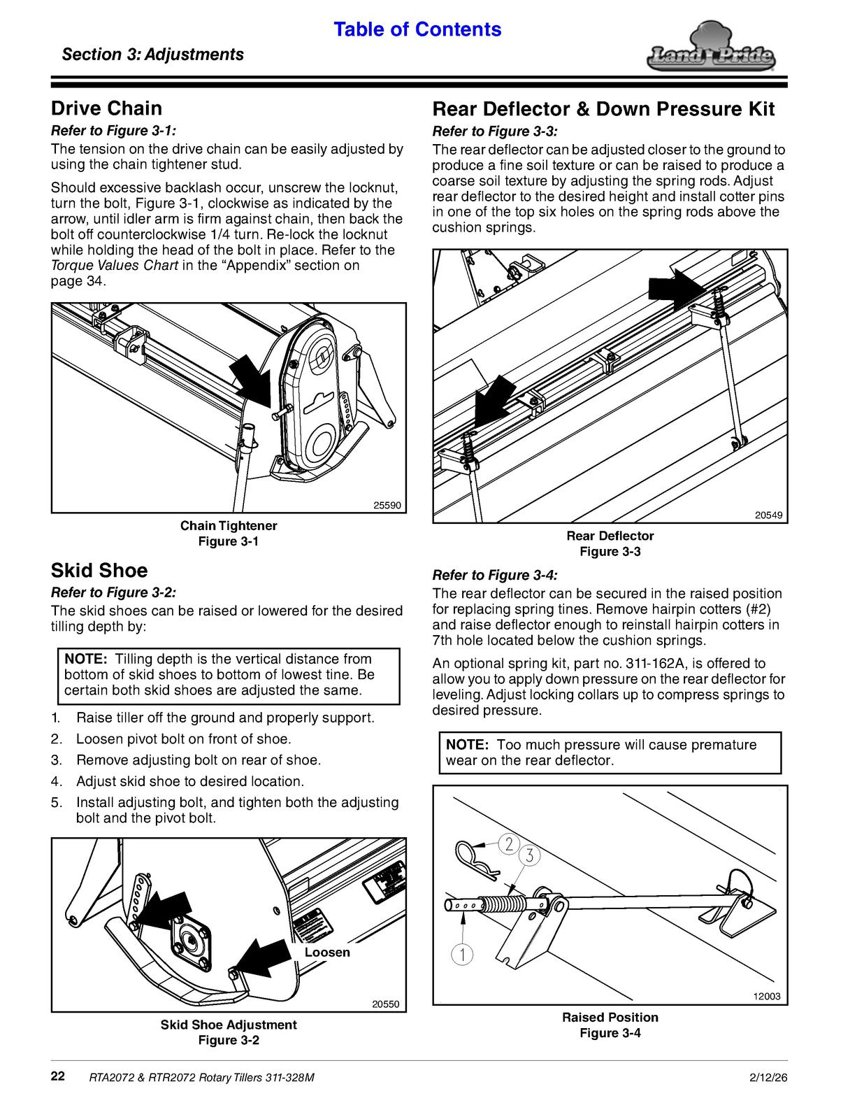 LAND PRIDE RTA2072 Forward Rotation Rotary Tillers Operators Manual - WIRE BOUND