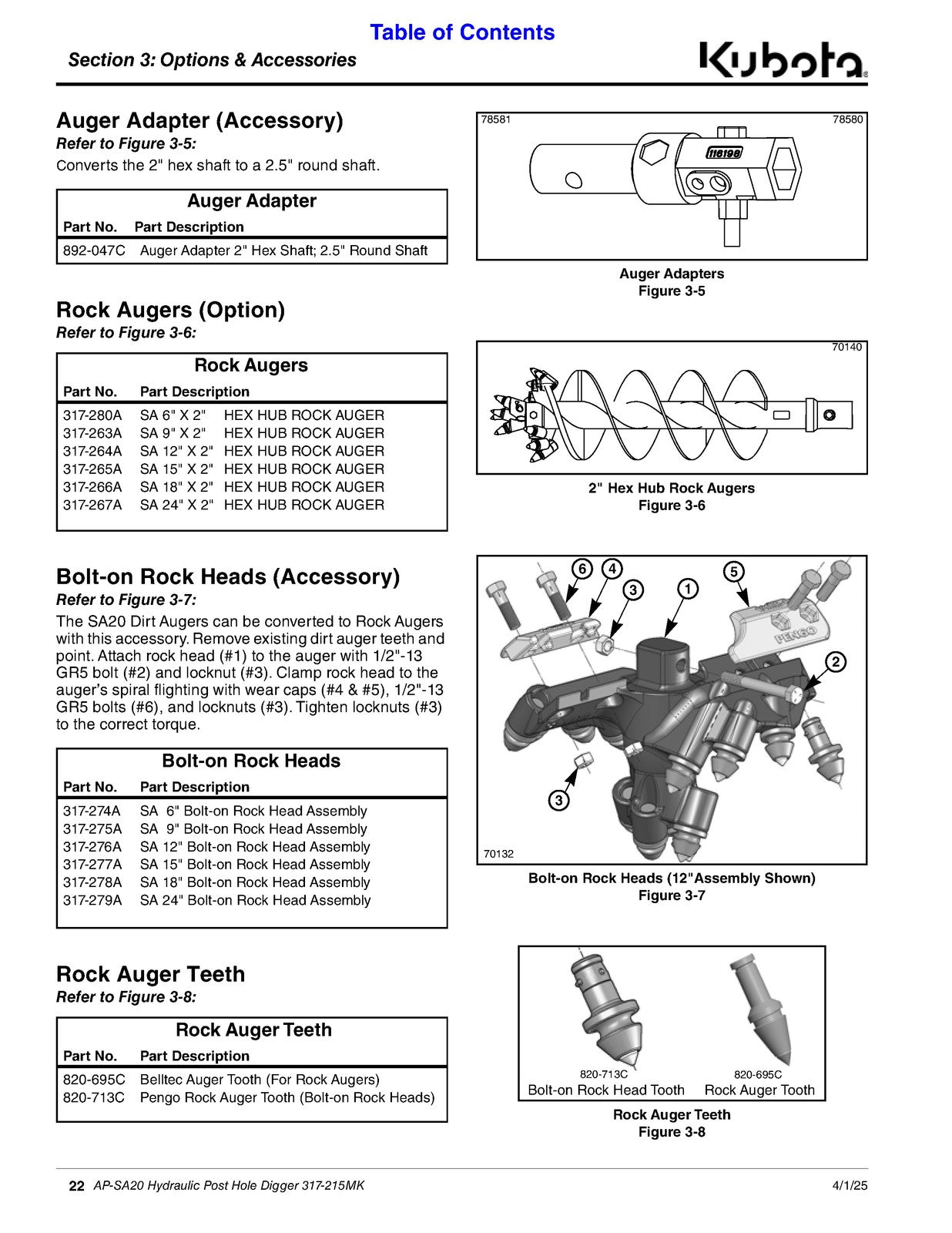 LAND PRIDE SA20 Series Post Hole Digger Operators Manual 2 - WIRE BOUND