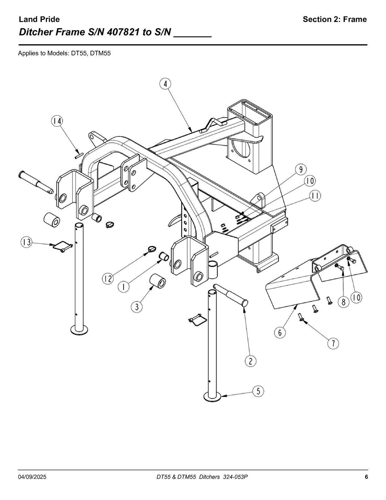 LAND PRIDE DT55 Series Ditchers Parts Manual 2025 - WIRE BOUND - TOUGH COVERS