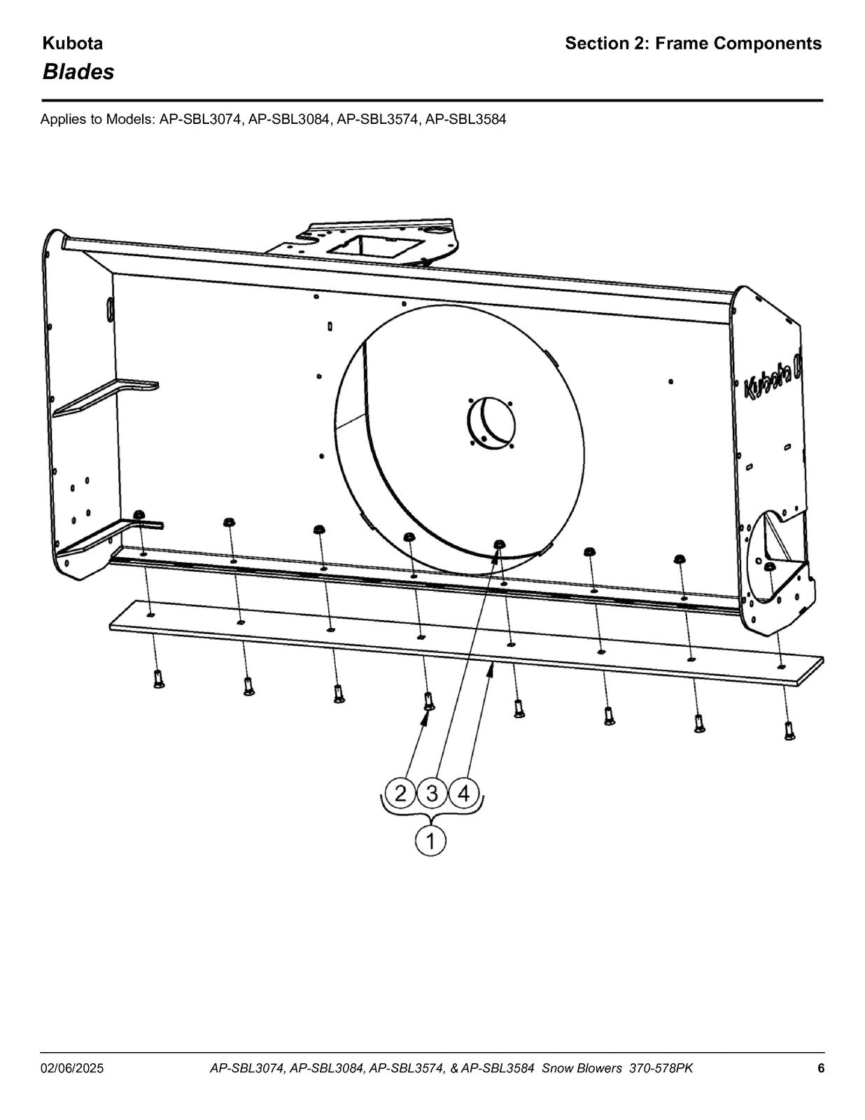 LAND PRIDE SBL30 SBL35 Series Snow Blowers Parts Manual 2025 - WIRE BOUND