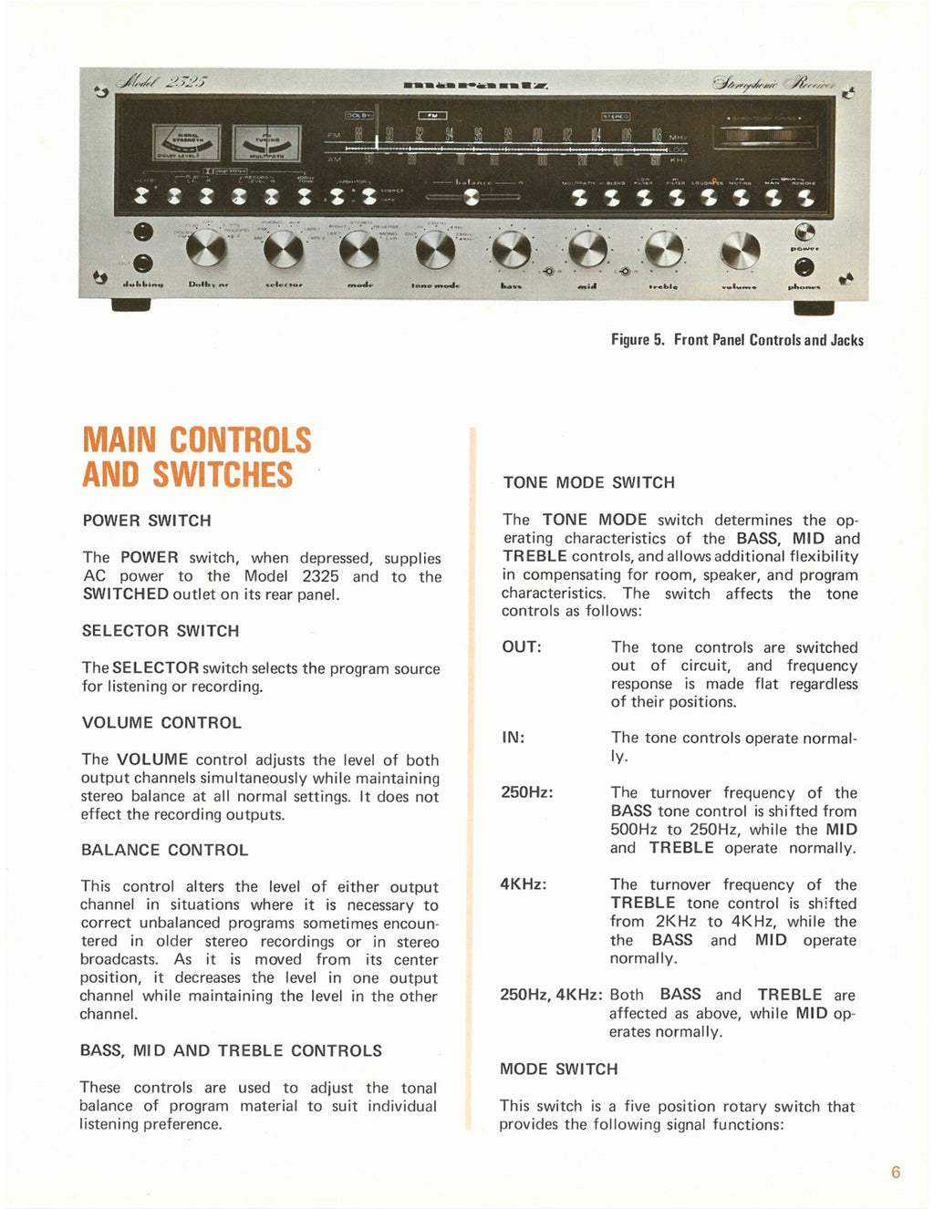 MARANTZ 2325 Receiver Instruction Manual COLOR - BOUND - COVERS - XL FOLDOUTS!