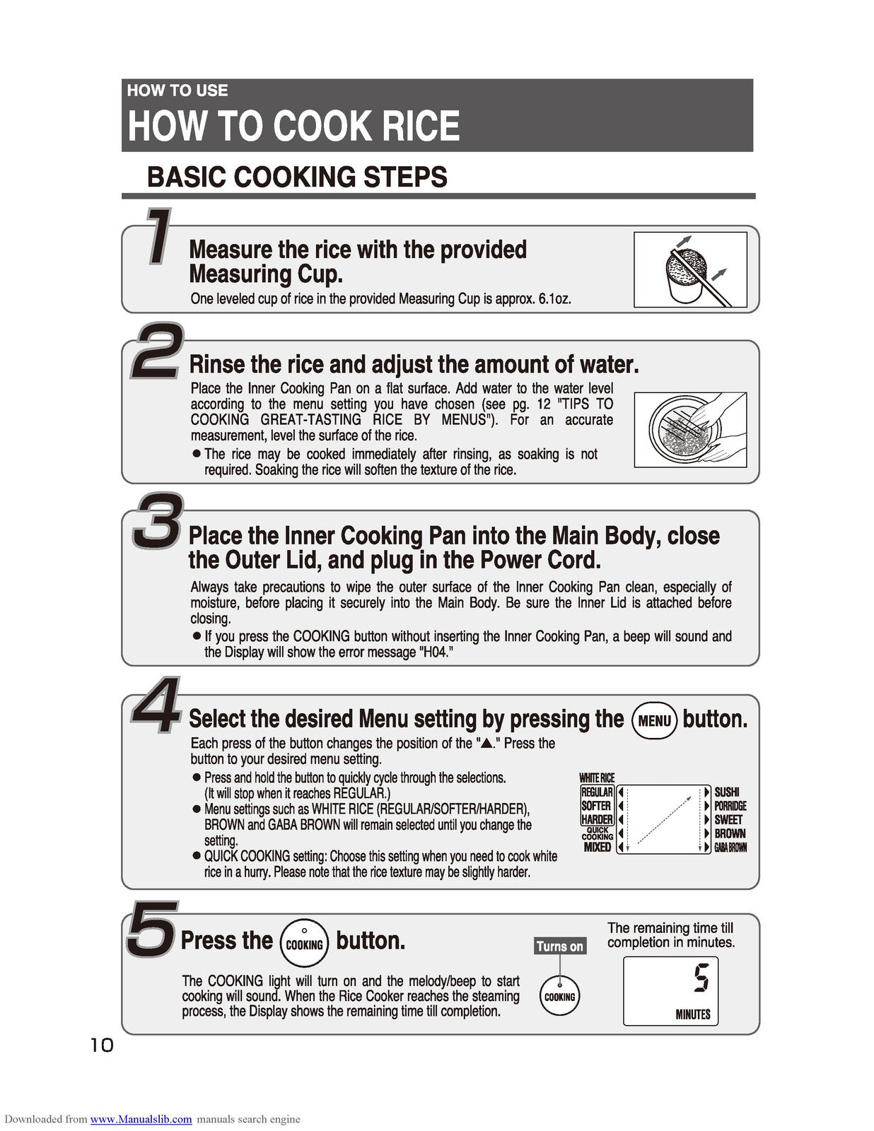 ZOJIRUSHI NP-HBC10 Rice Cooker Operating Instructions Manual - WIRE BOUND