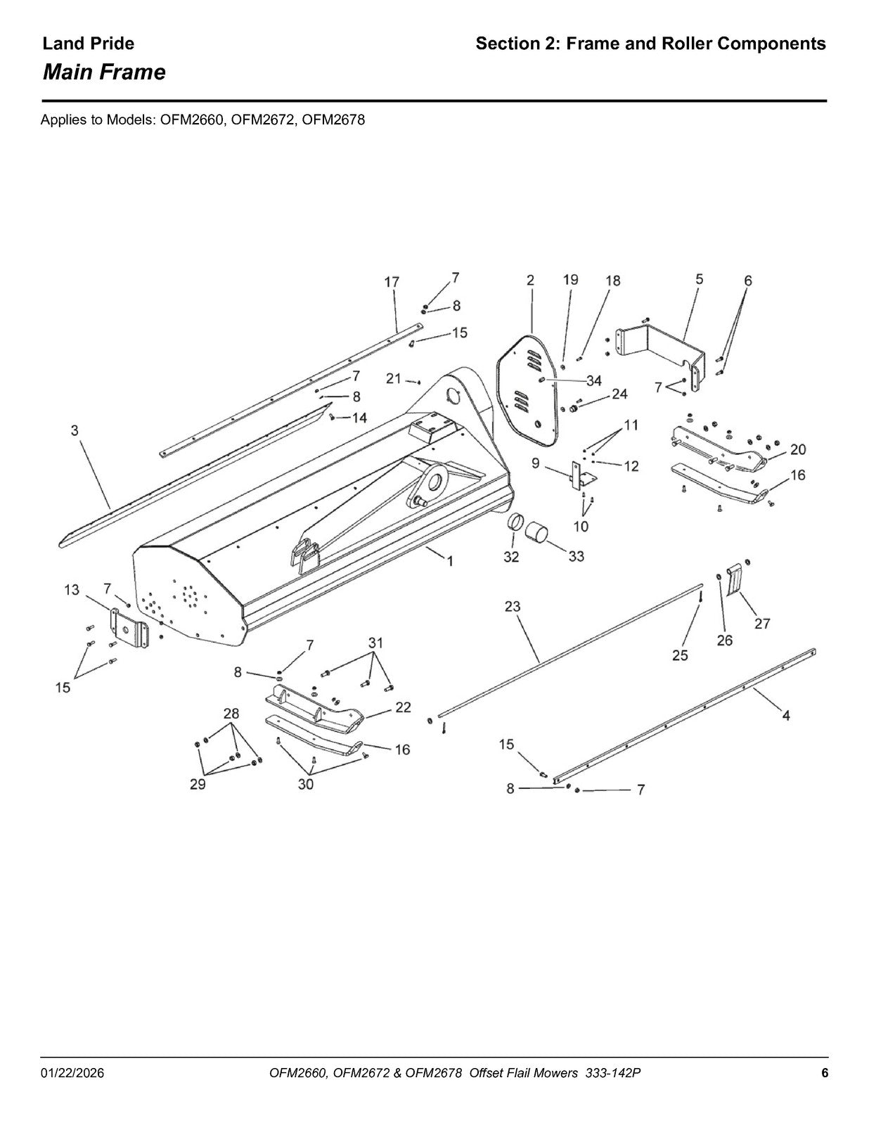LAND PRIDE OFM26 Series Offset Flail Mowers Parts Manual 2026 - WIRE BOUND