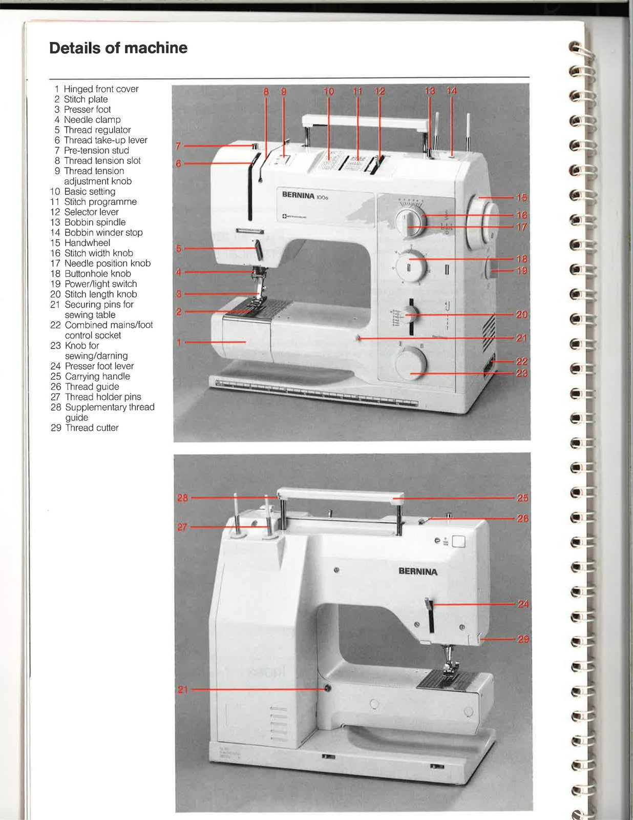 BERNINA 1006 Electronic Instruction Manual - STEEL WIRE BOUND - TOUGH COVERS