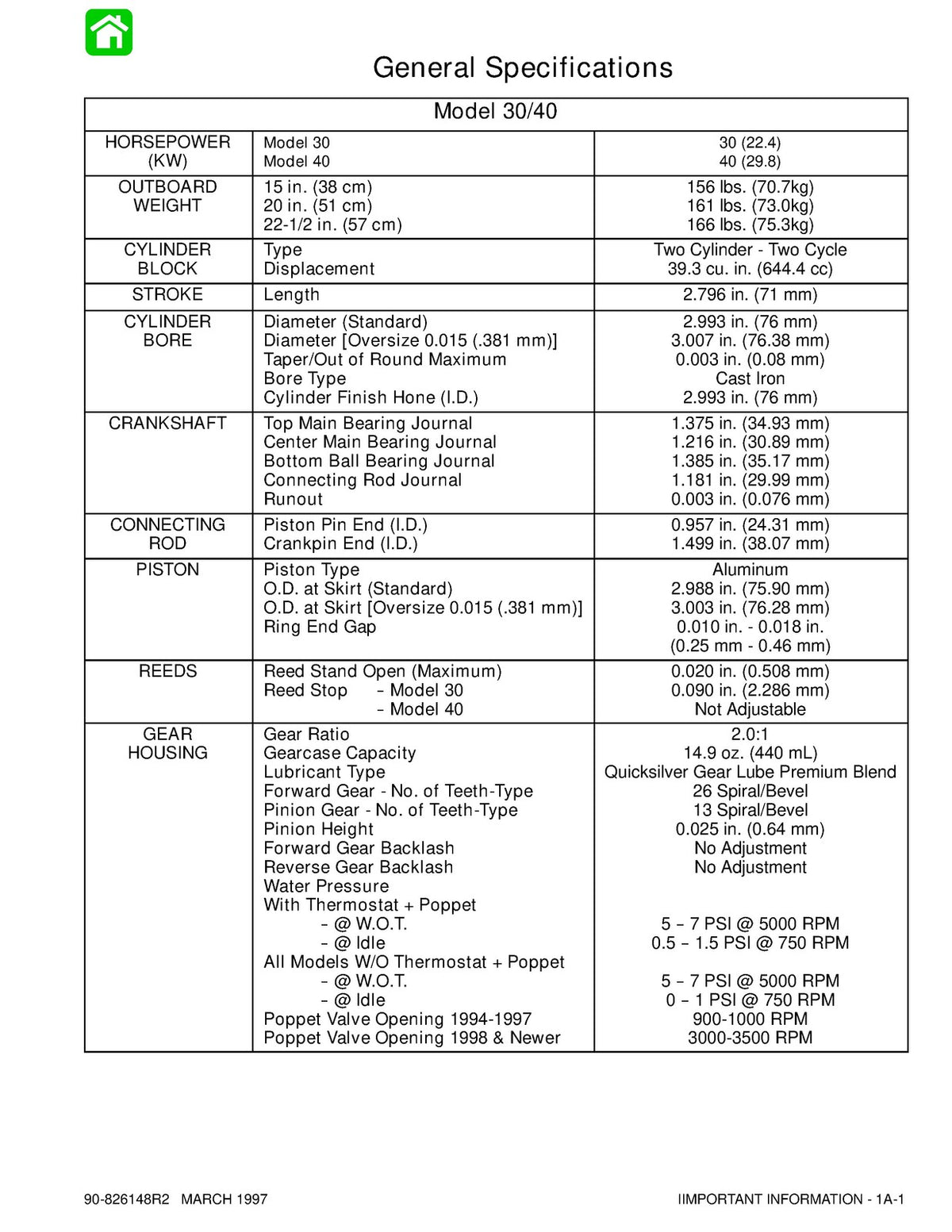 MERCURY MARINER 30 40 Marathon Sea Pro Outboard Service Manual 1997 - WIRE BOUND
