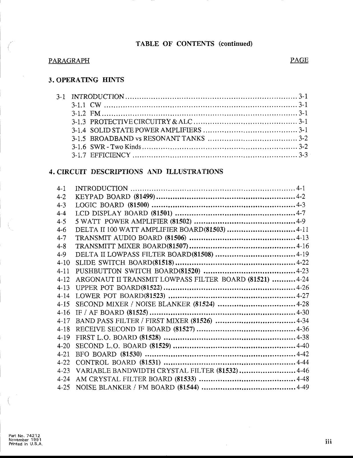 TEN TEC Argonaut II Model 535 Delta II 536 Operators Manual - WIRE BOUND