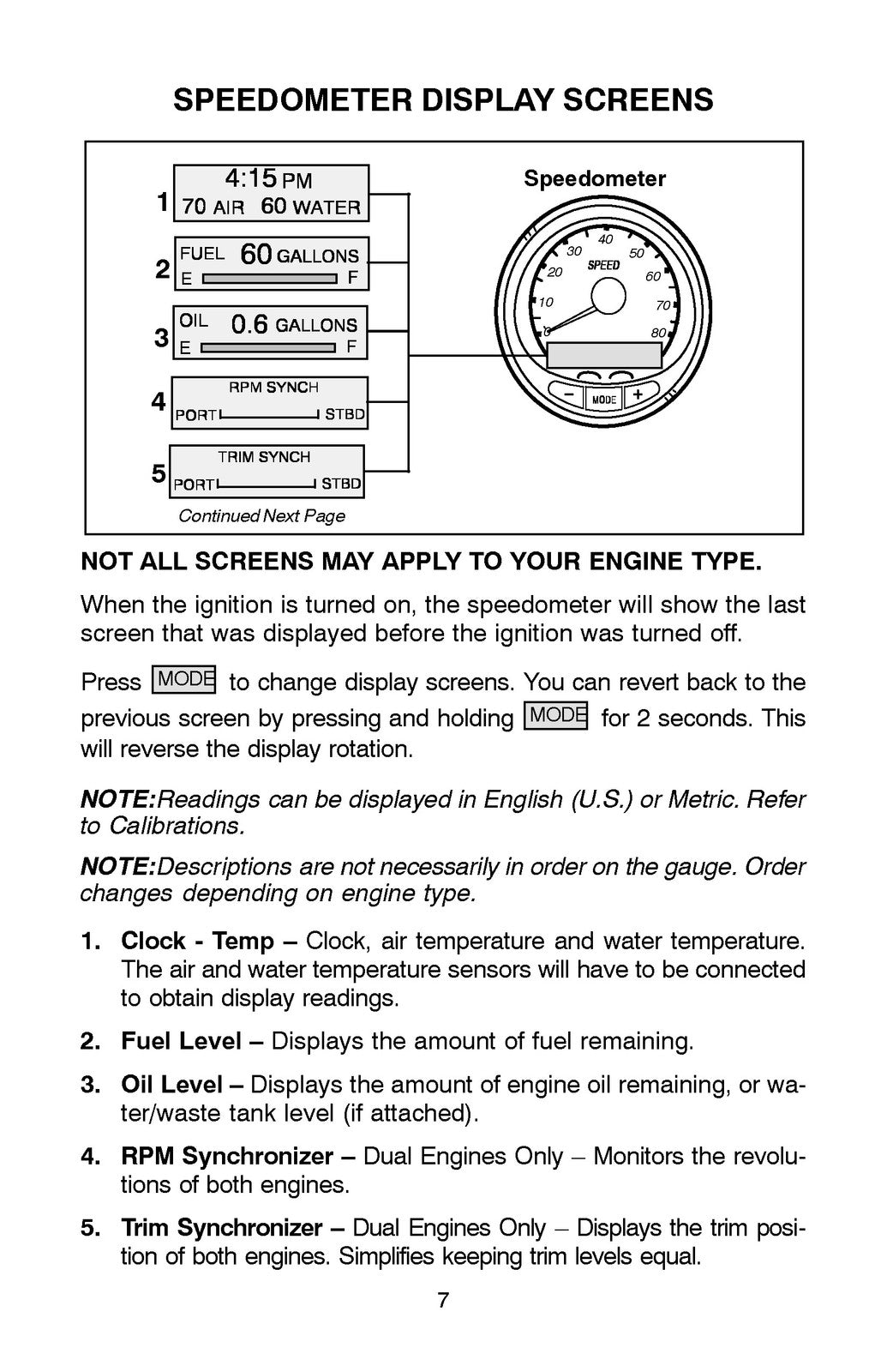 MERCURY SmartCraft Speedometer Tachometer Operation Manual 2004 - WIRE BOUND