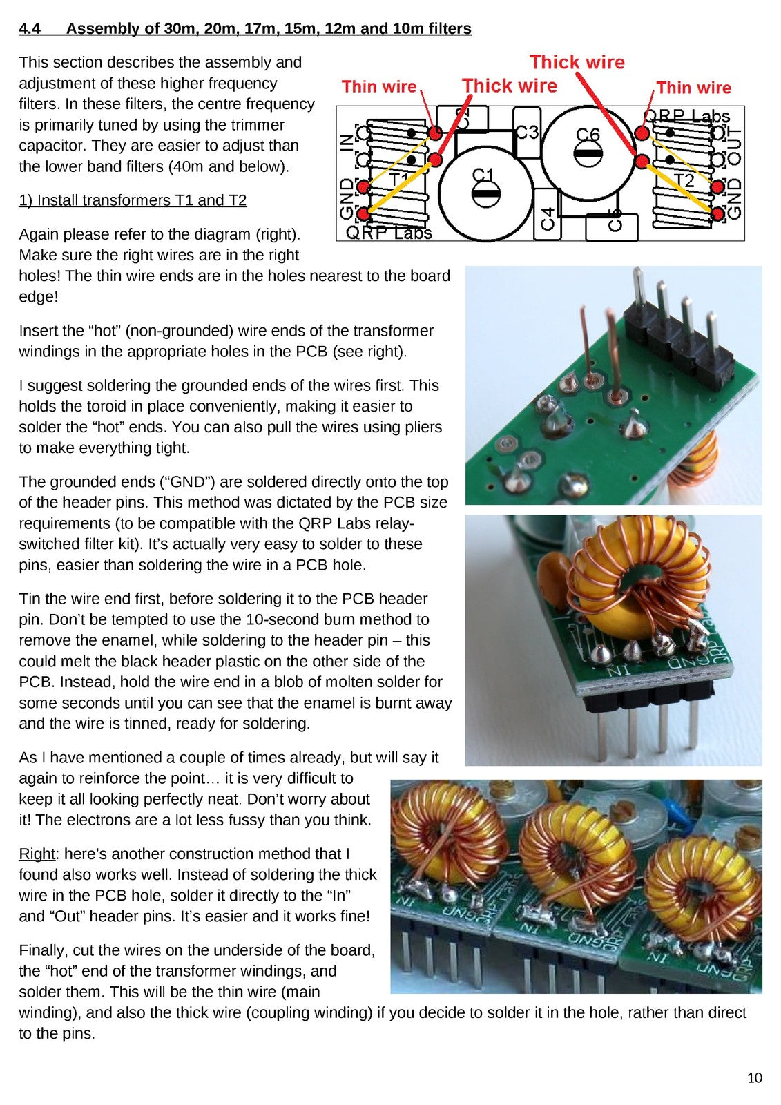 QRP LABS Band Pass Filter Kit Assembly Manual - STEEL WIRE BOUND - TOUGH COVERS