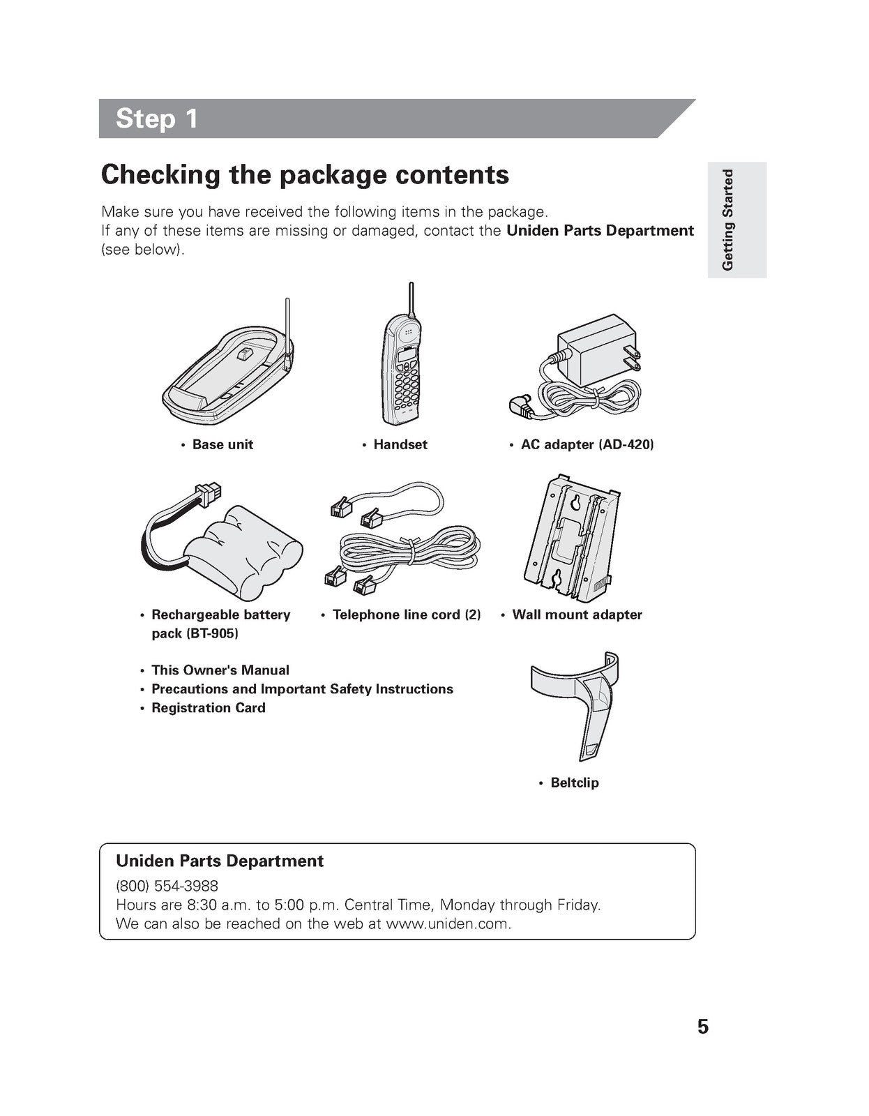 UNIDEN EXLI 8962 Cordless Telephone Owners Manual 1999 - WIRE BOUND - COVERS