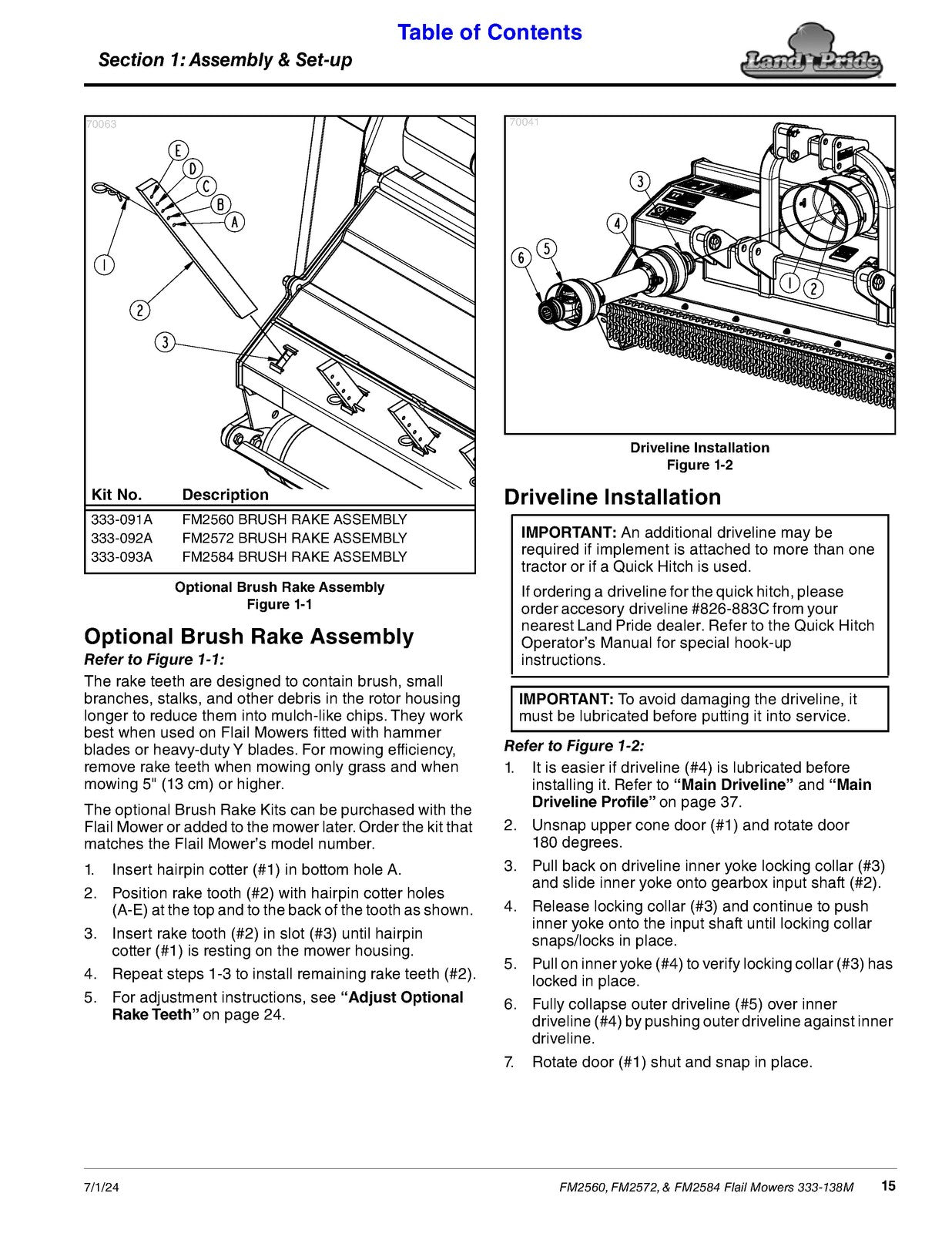 LAND PRIDE FM25 Series Flail Mowers Operators Manual - WIRE BOUND - TOUGH COVERS