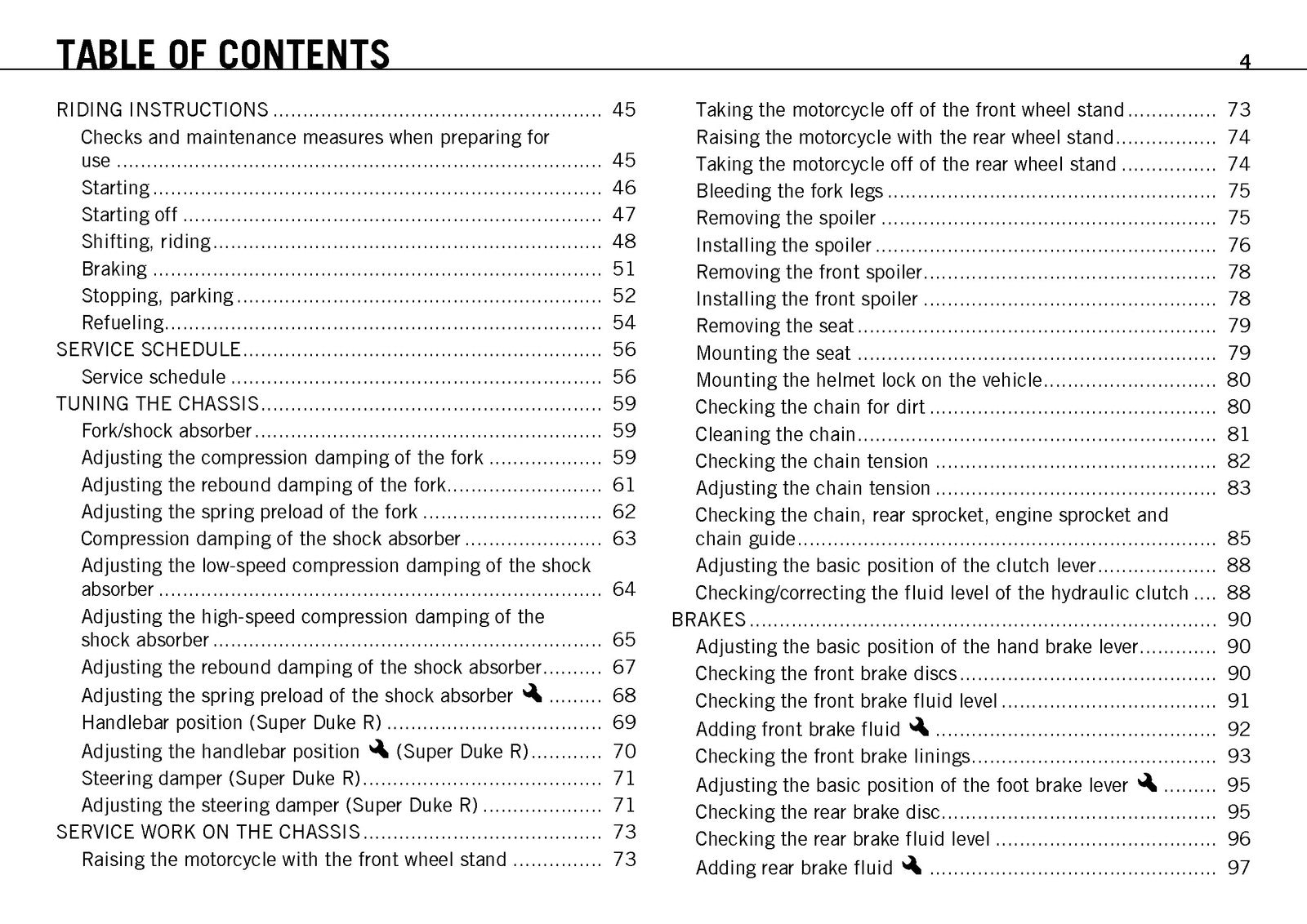 KTM 990 Super Duke R Owners Manual 2012 - STEEL WIRE BOUND - PROTECTIVE COVERS