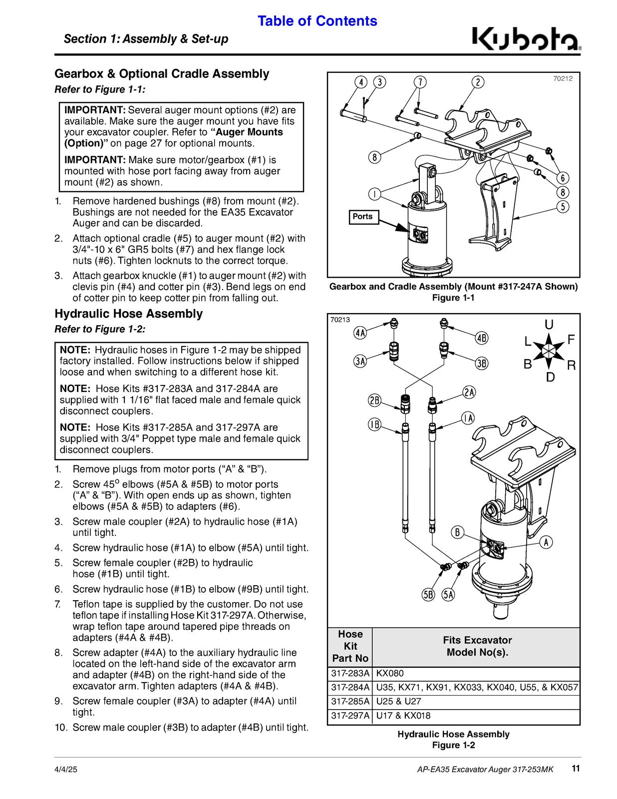 LAND PRIDE EA35 Excavator Augers Operators Manual - WIRE BOUND - TOUGH COVERS