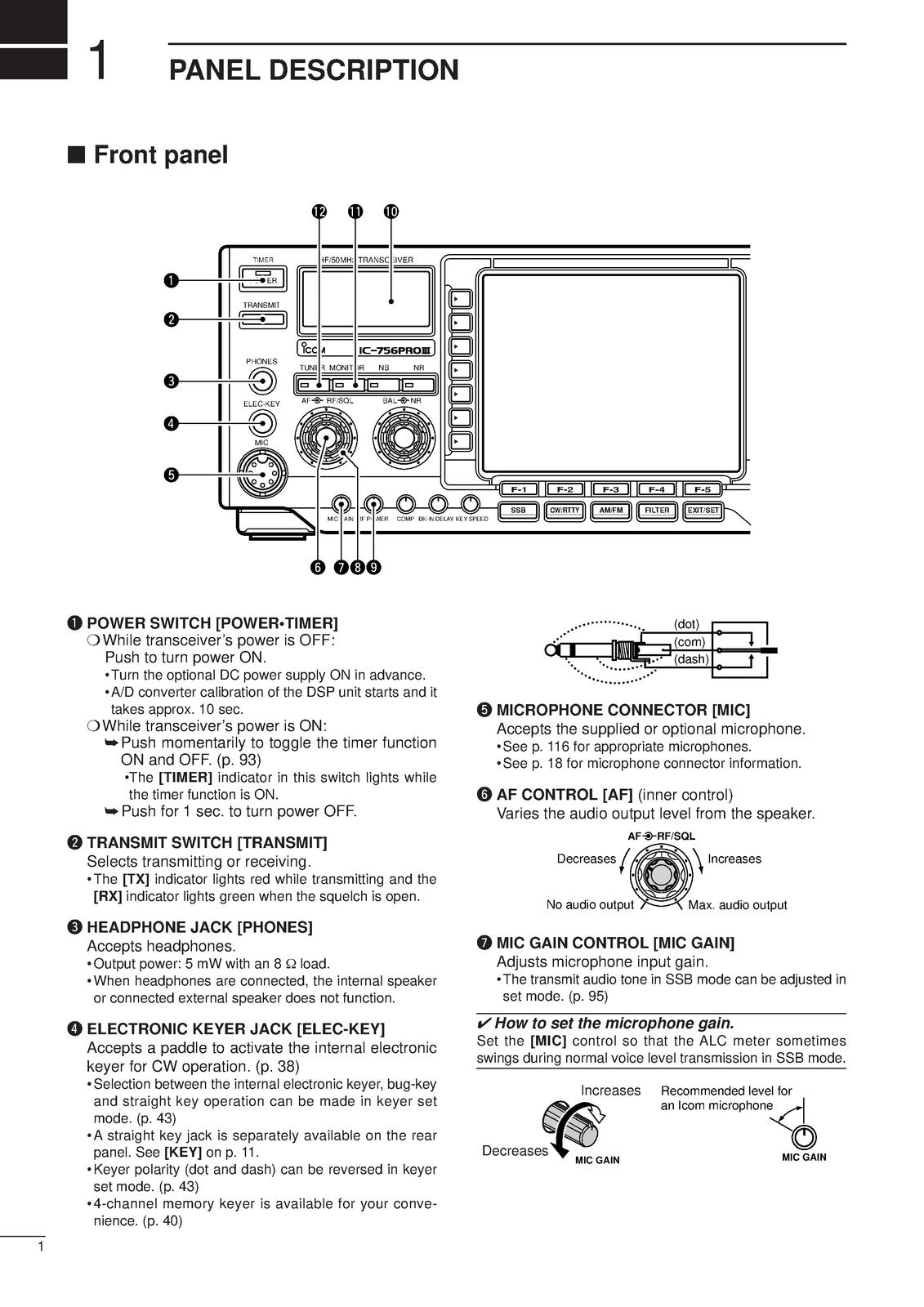 ICOM IC-756PROIII HF 50MHz Transceiver Instruction Manual - WIRE BOUND - COVERS