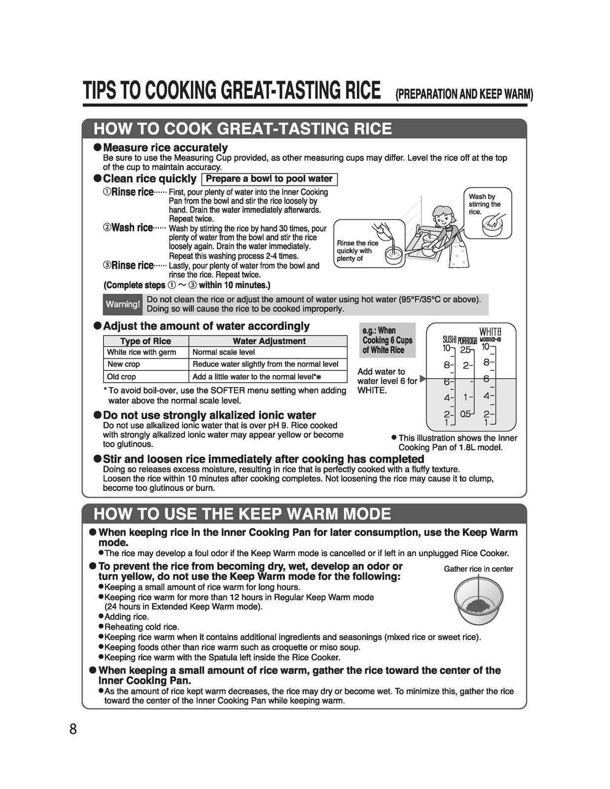 ZOJIRUSHI NP-HCC10 18 Induction Heating Rice Operating Instructions Manual