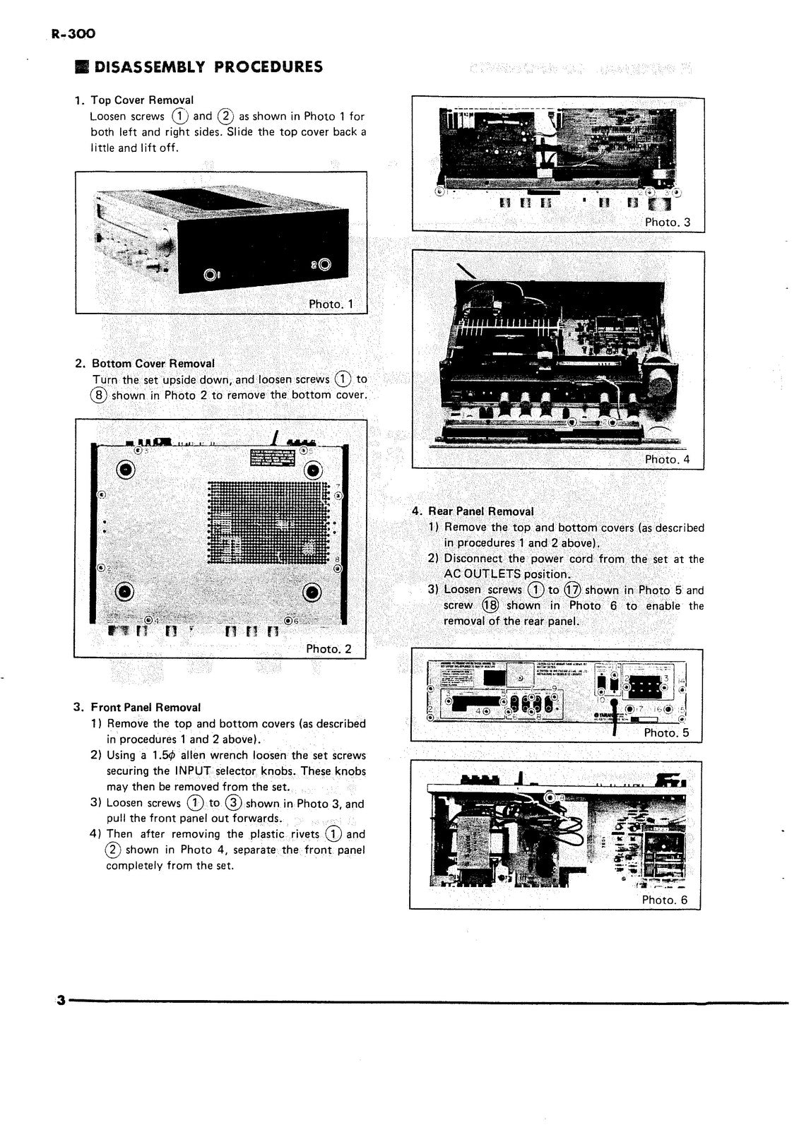 YAMAHA R-300 Stereo Receiver Service Manual - BOUND - COVERS - XL FOLDOUT PAGES