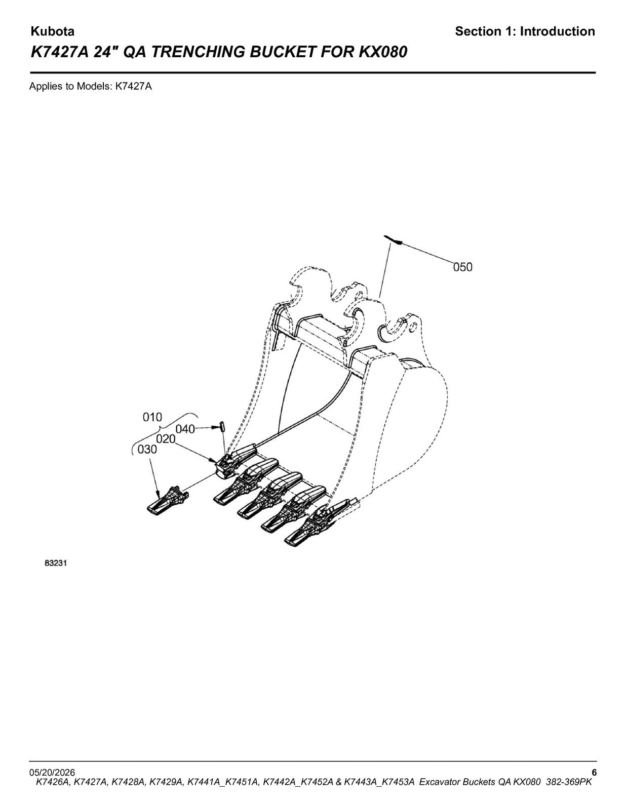 LAND PRIDE K74XX KX080 K-series Excavator Buckets Parts Manual 2026 - WIRE BOUND