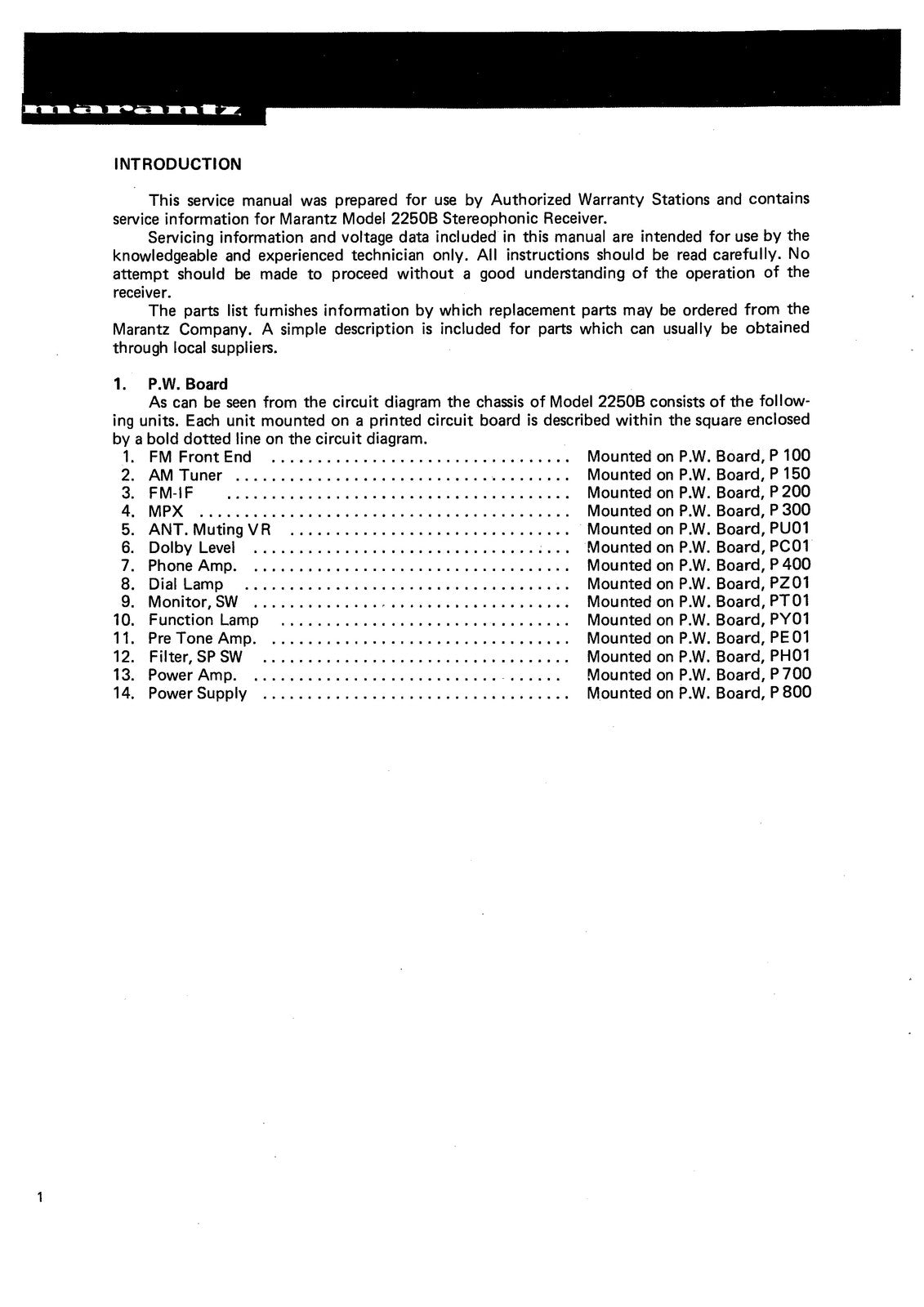 MARANTZ 2250B Stereophonic Receiver Service Manual - BOUND - COVERS - FOLDOUTS